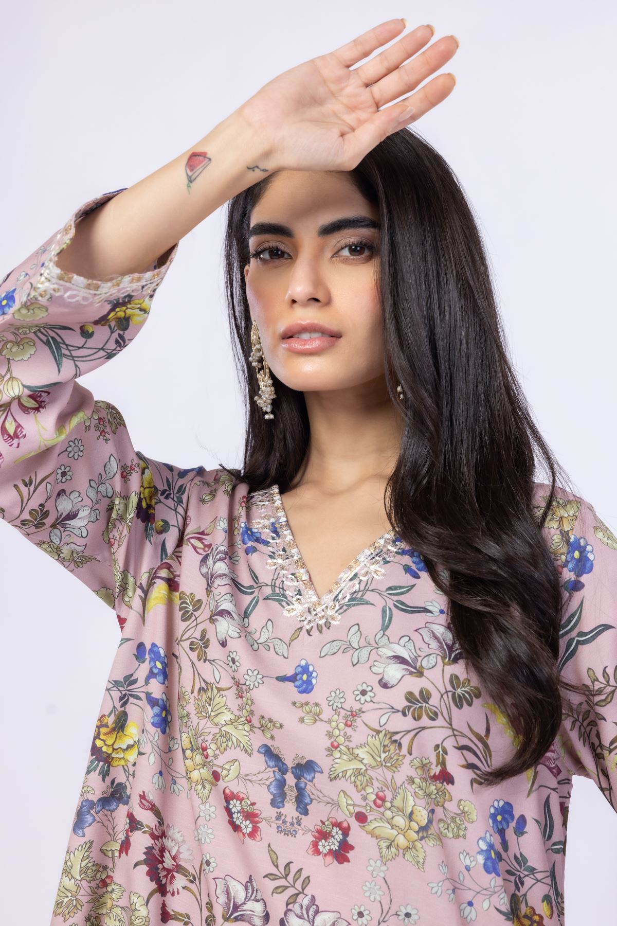 Embroidered Russian Raw Silk Kurta - 25-09-9S3-05TB-VG