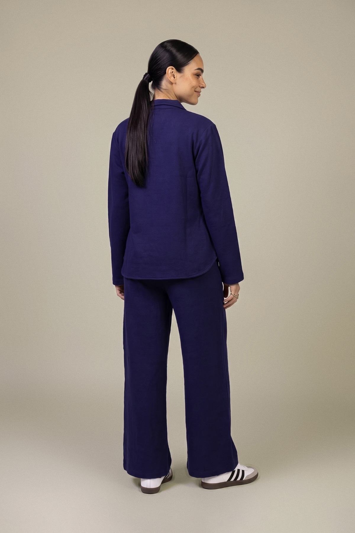 Dyed Textured Cotton Navy Cotton Sweatshirt - 1-26-457-A-H2-VG