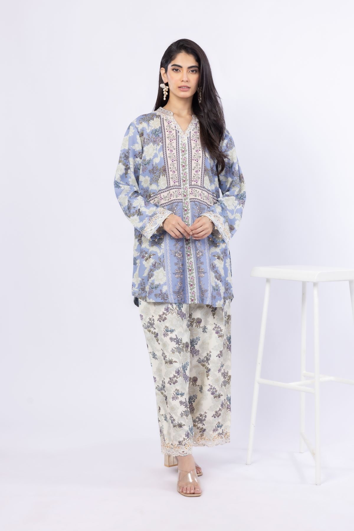 Embroidered Russian Raw Silk Pants - 25-09-9S3-04TA-VG