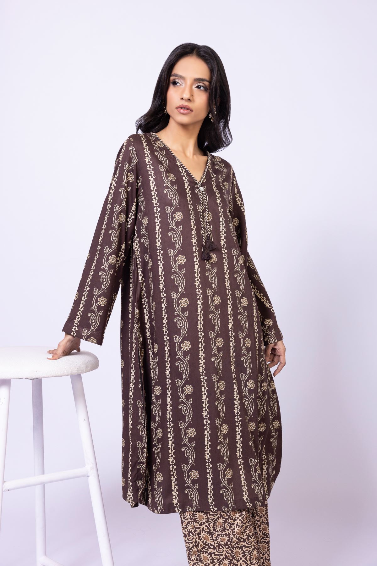 Printed Marina Kurta - OTD4-EX22-10TA-VG