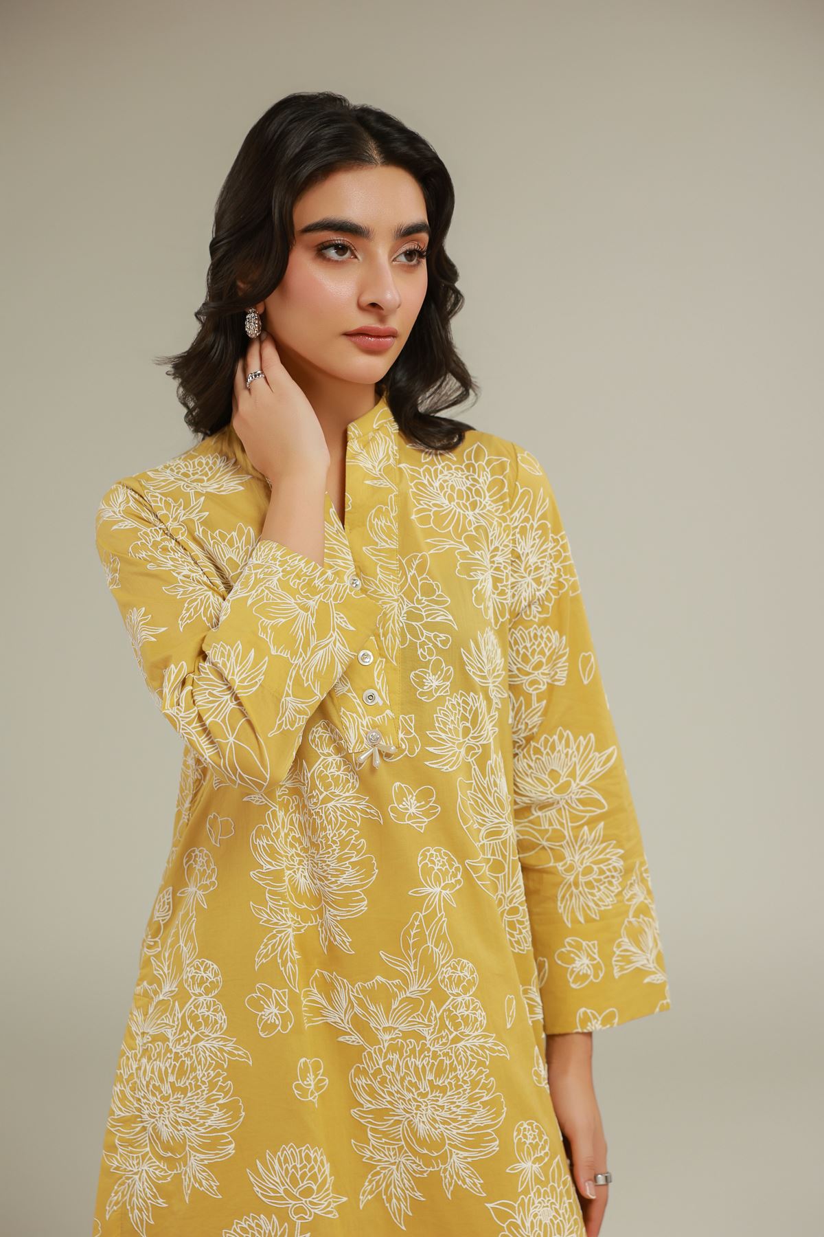 Cambric Floral Longline Kurta - T-A22-26-106FJ-VG