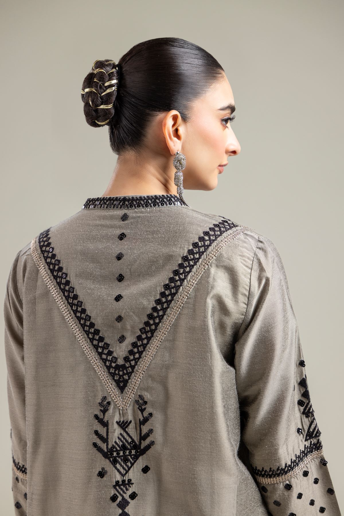Raw Silk Gray Silk Kurta - 1-26-142-A-F-VG