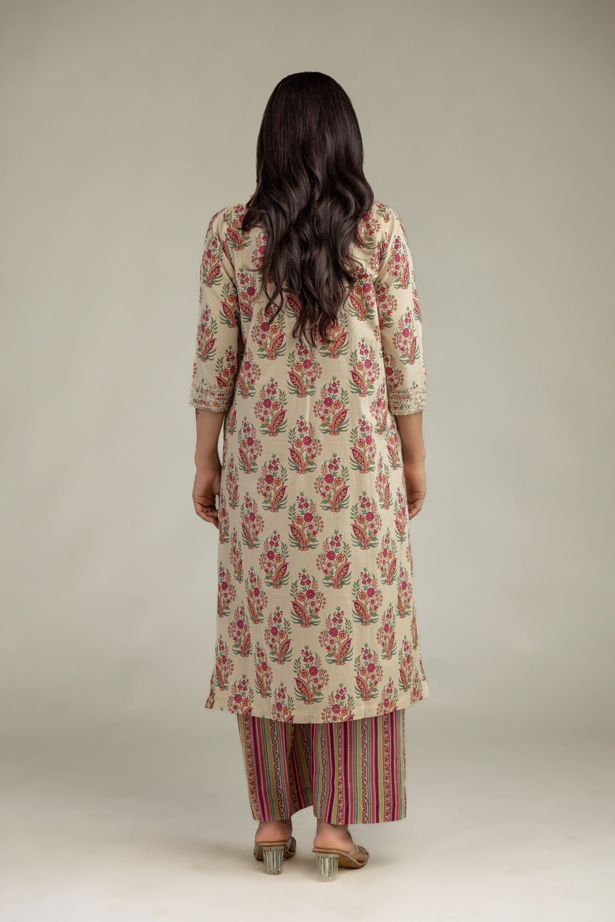 Embroidered Cambric Beige Cambric Kurta - T-A22-26-206FA1-VG