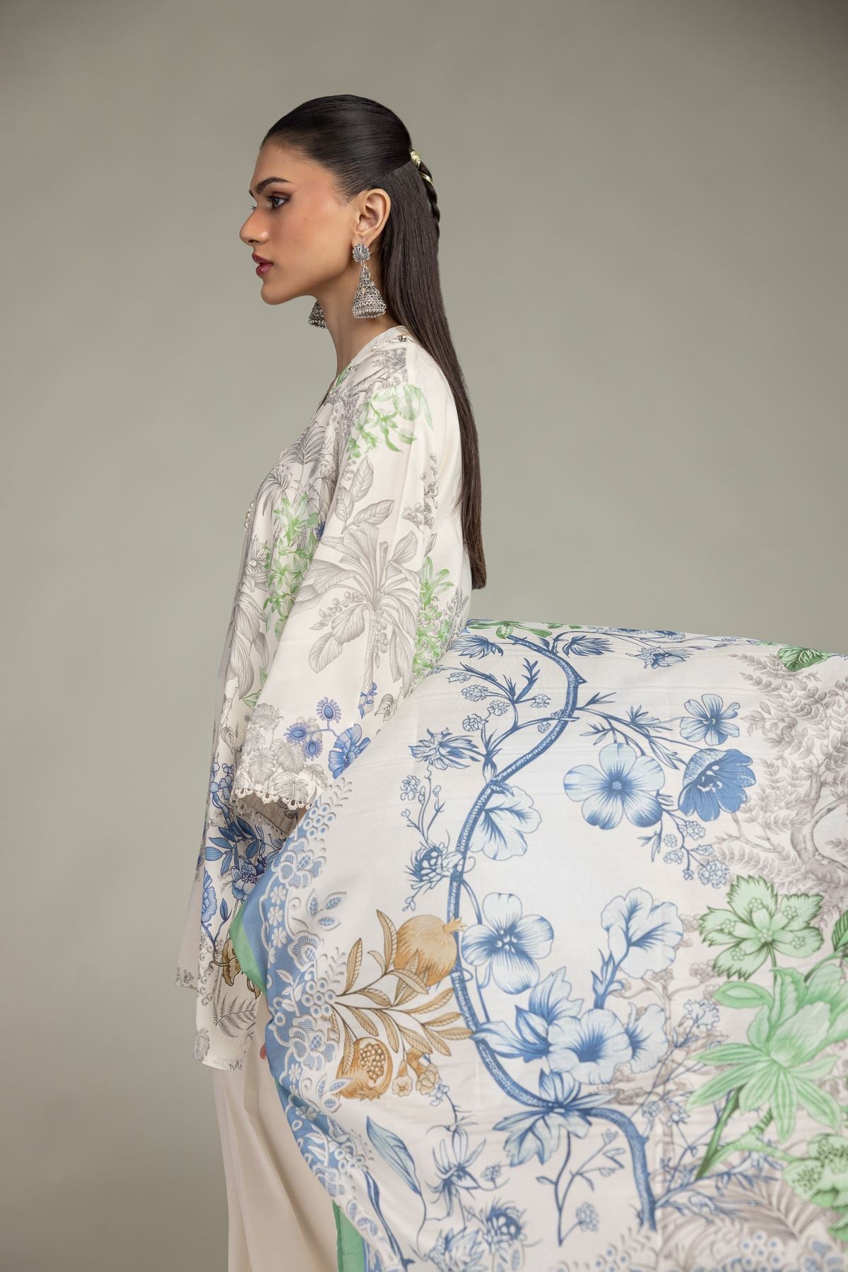 Embroidered Polyester Silk Floral Silk Dupatta - 1-26-203-A-C1-VG