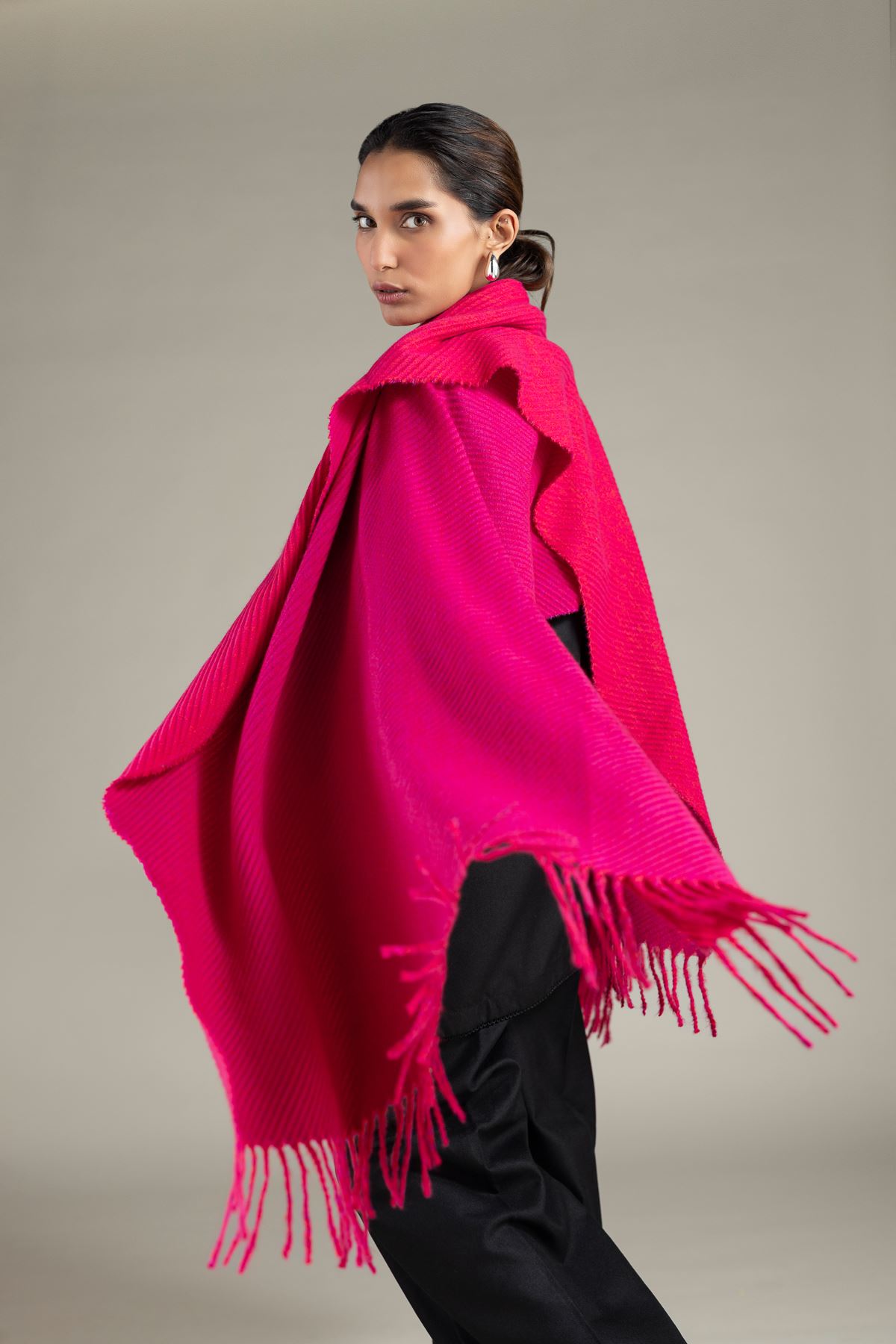 Dyed Blended Acrylic Shawl - 25-08-12E8-04TA-VG