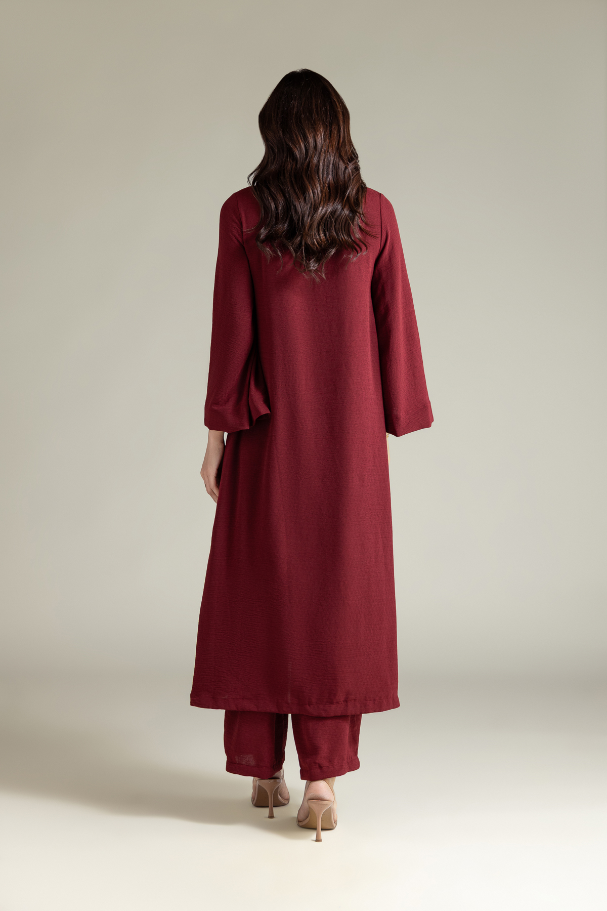 Dyed Textured Georgette Dyed Longline Kurta - T-A112-26-118EG2-VG