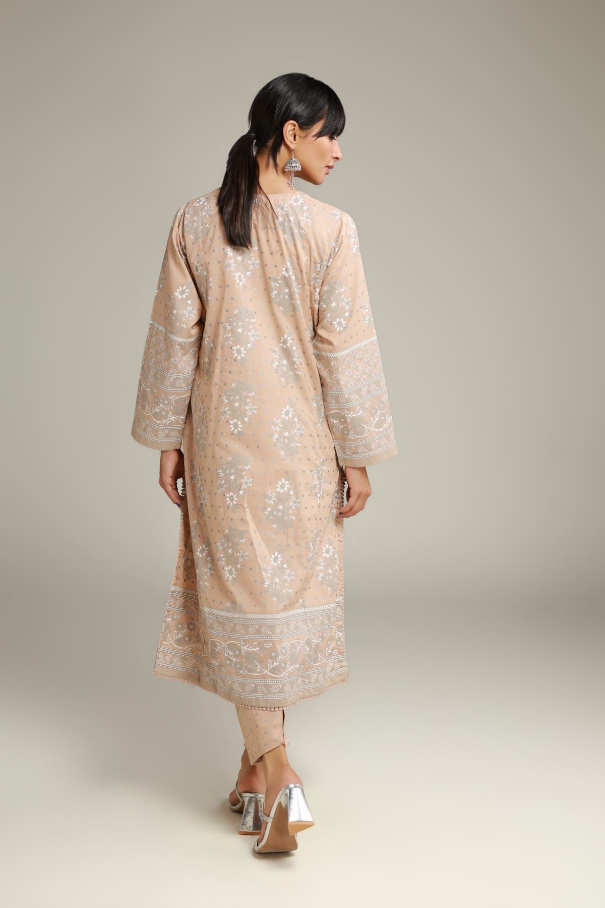 Printed Cambric Longline Cambric Kurta - 25-00-X1-03TA-VG