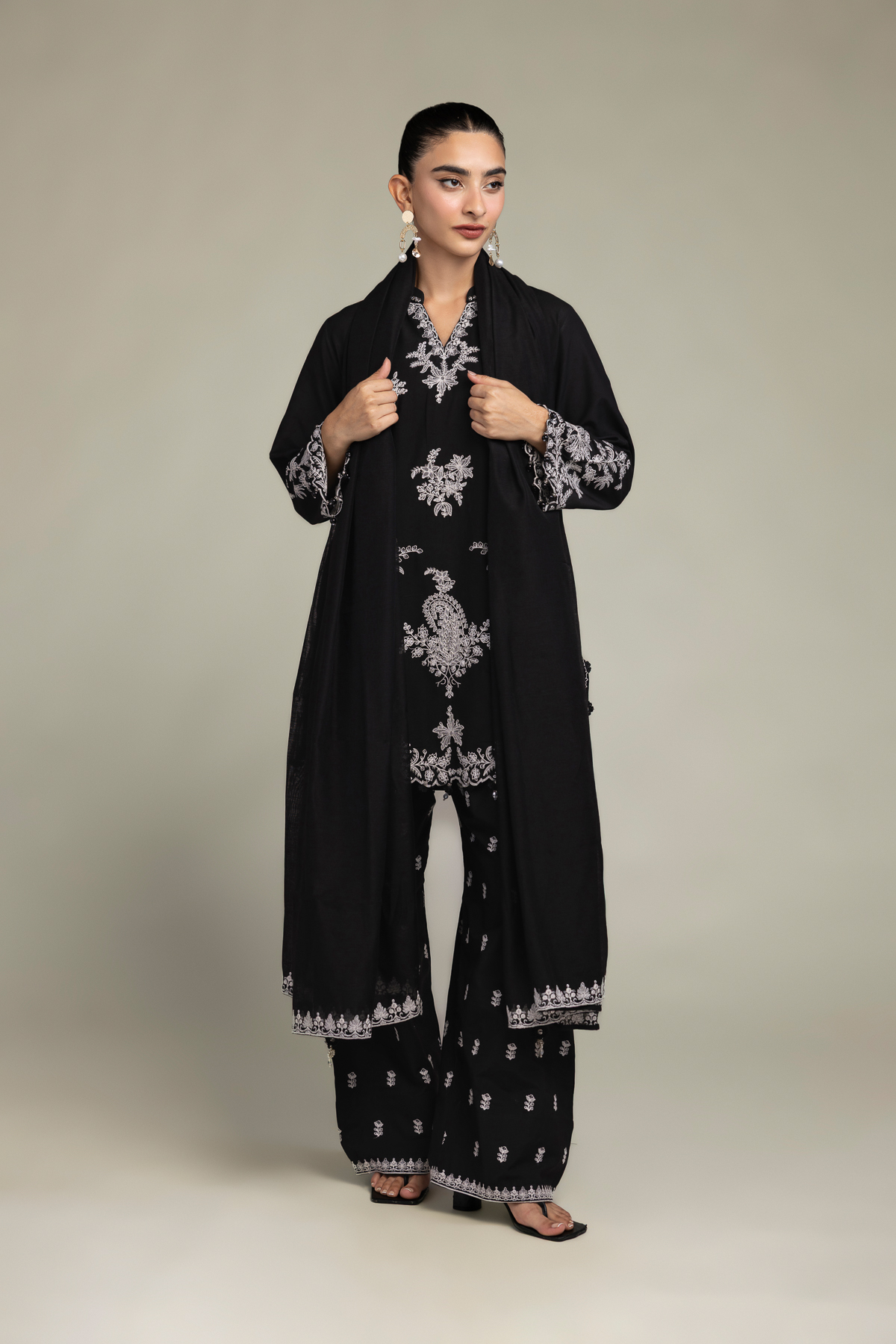 Cotton Net Cotton Black Dupatta - 2-26-303-B-F1-VG