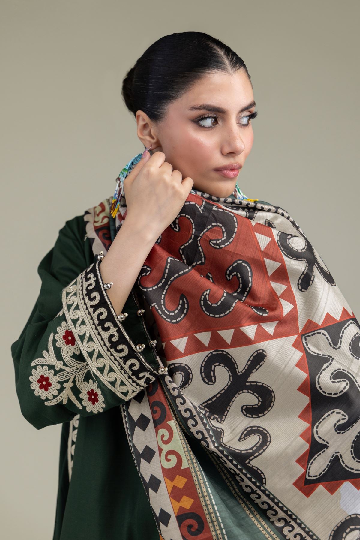 Embroidered Polyester Silk Silk Dupatta - 2-26-204-A-E1-VG
