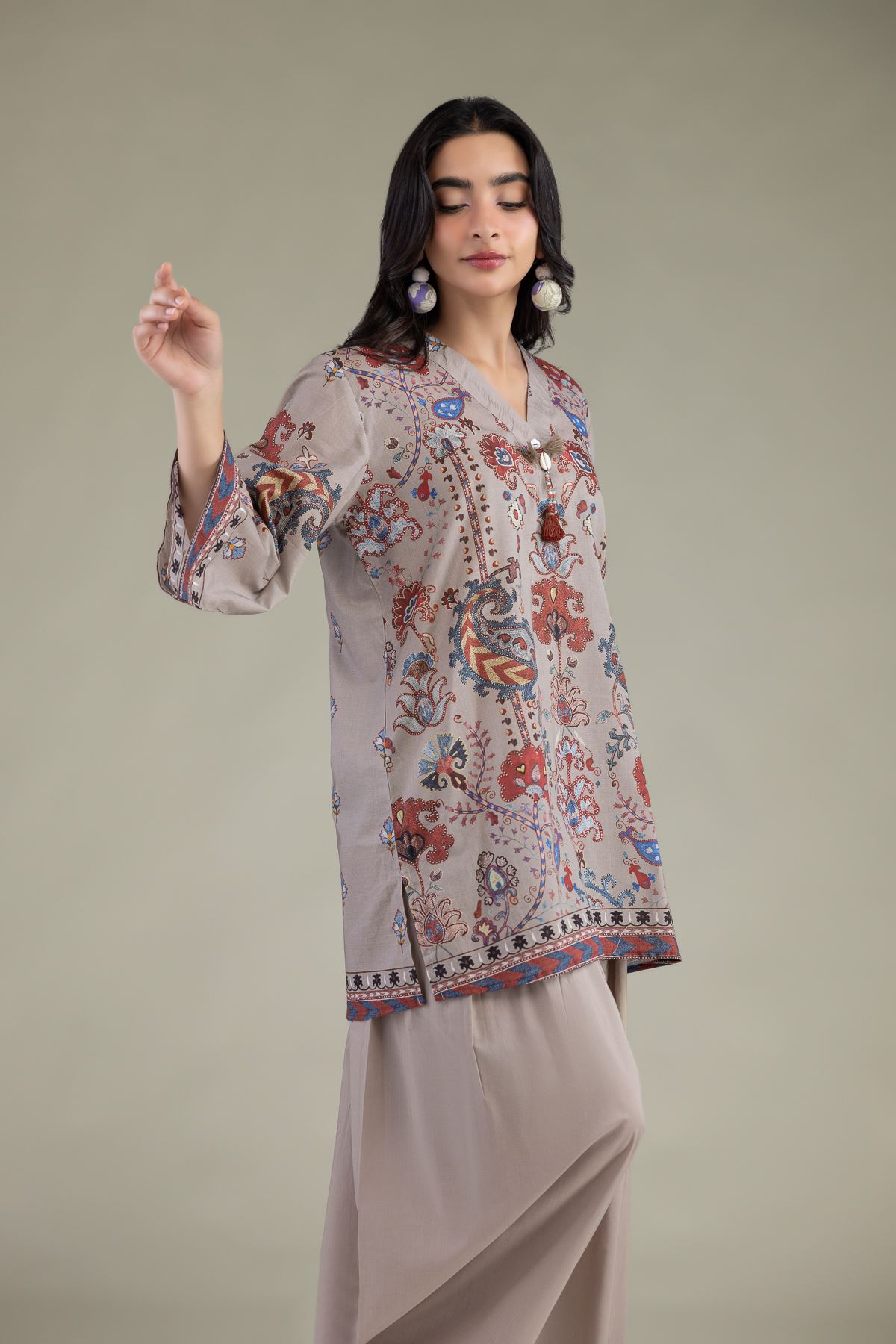 Printed Cambric Printed Floral Kurta - 1-26-102-A-F-VG