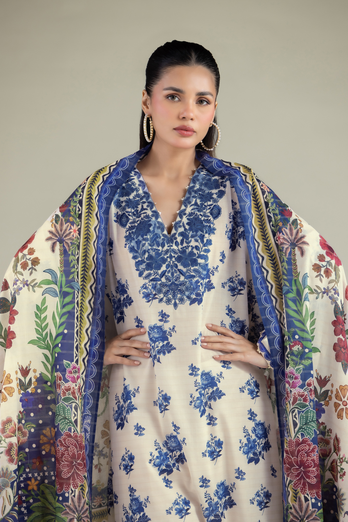 Embroidered Messuri Fabrics 3 Piece - A22-26-214FH1-VG