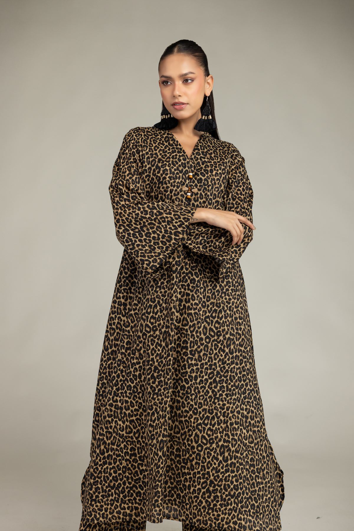 Printed Cambric Long Cambric Kurta - 5-26-105-F-C-VG