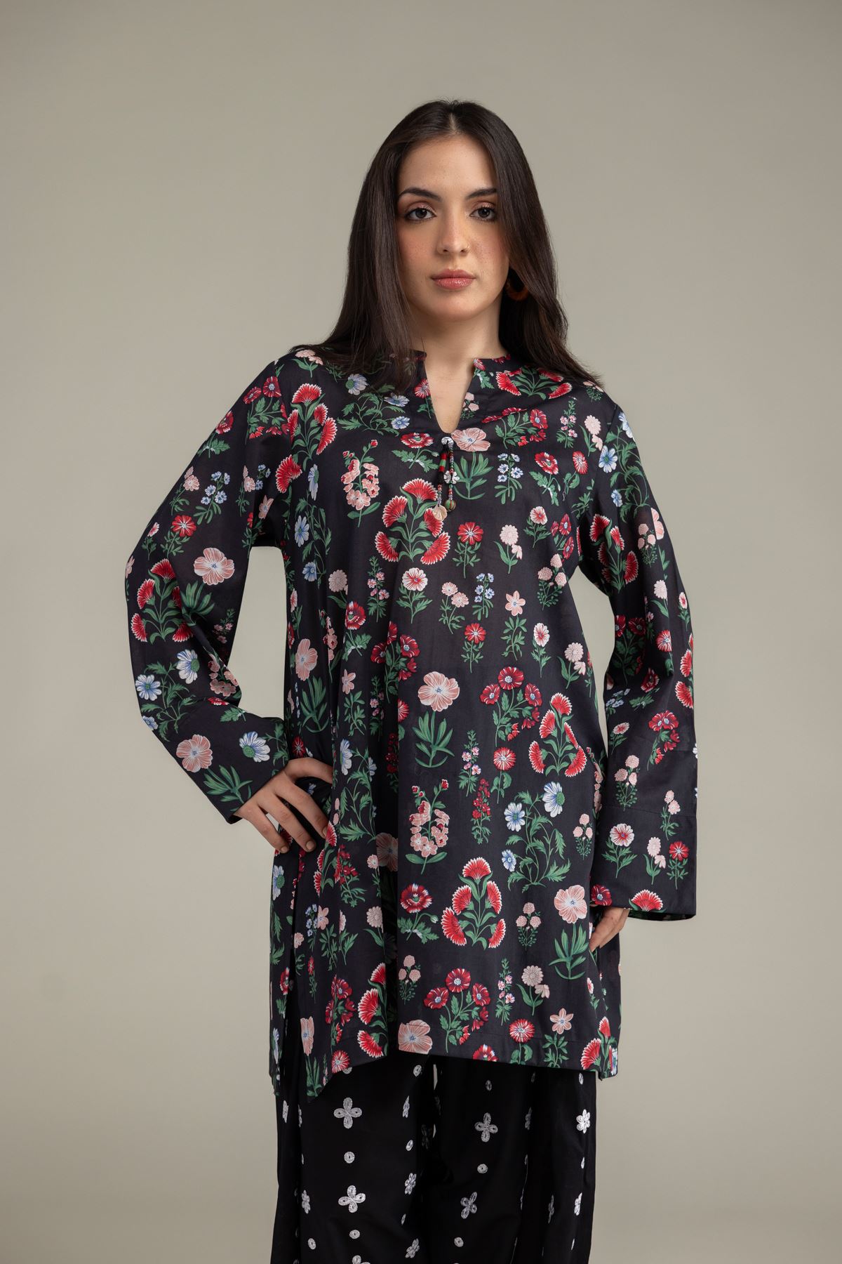 Embroidered Lawn Fabrics 2 Piece | Top and Bottom - 2-26-306-A-D1-VG