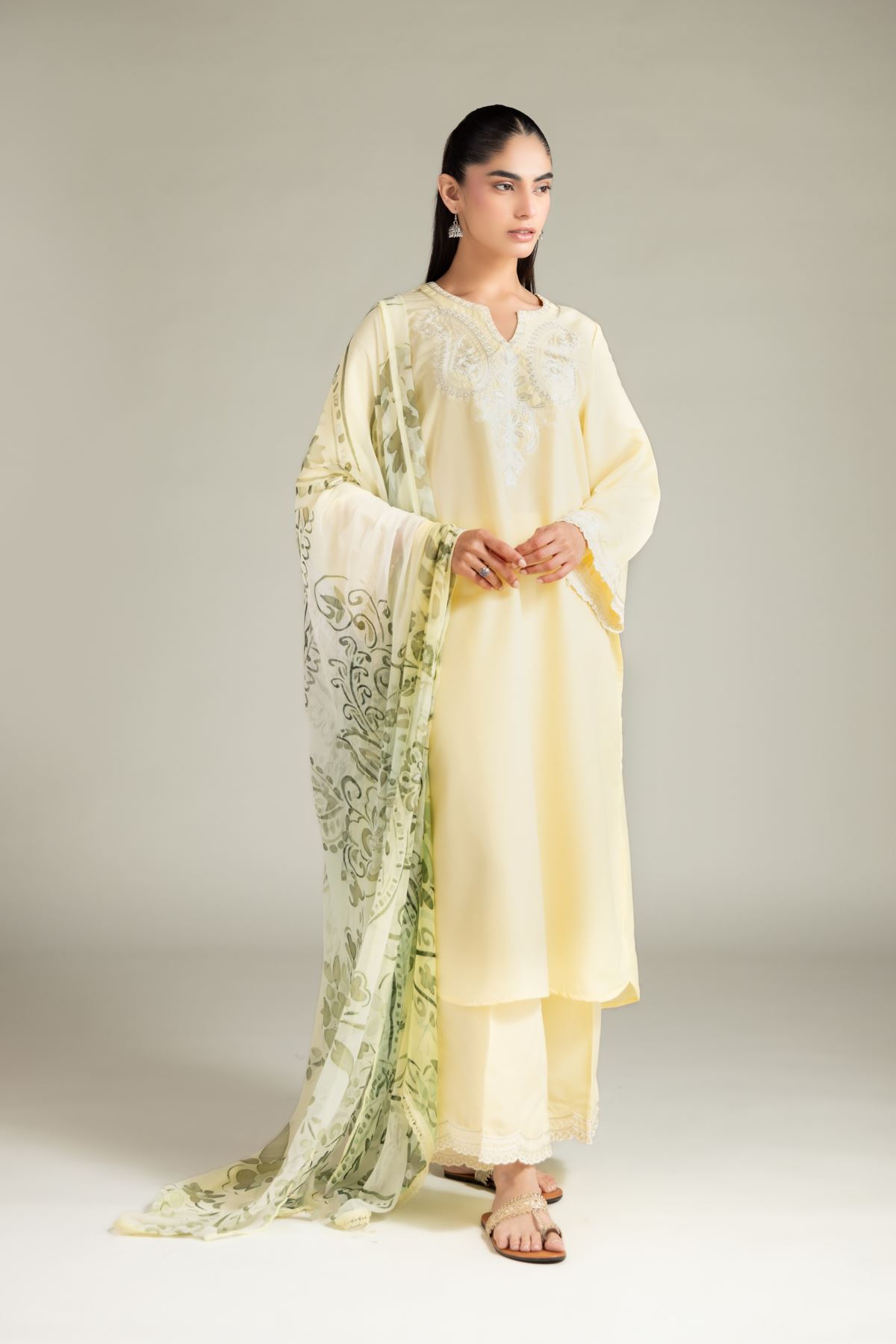 Embroidered Blended Cambric Kurta - 1-26-104-A-A-VG
