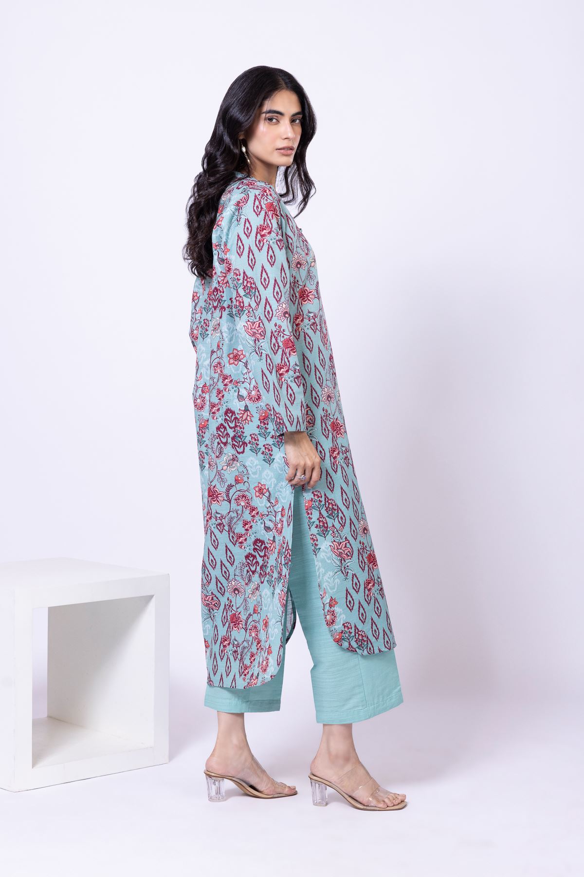 Printed Textured Cotton Kurta - 25-09-11E2-08TA-VG