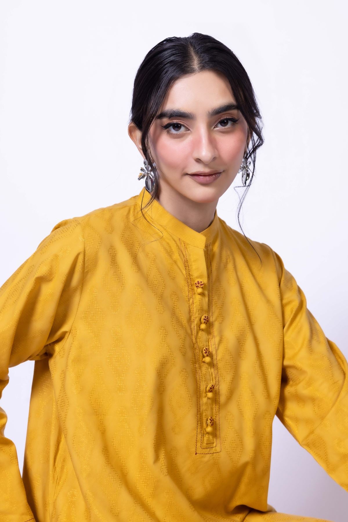 Dyed Jacquard Kurta - 25-W02iB-02TA-VG