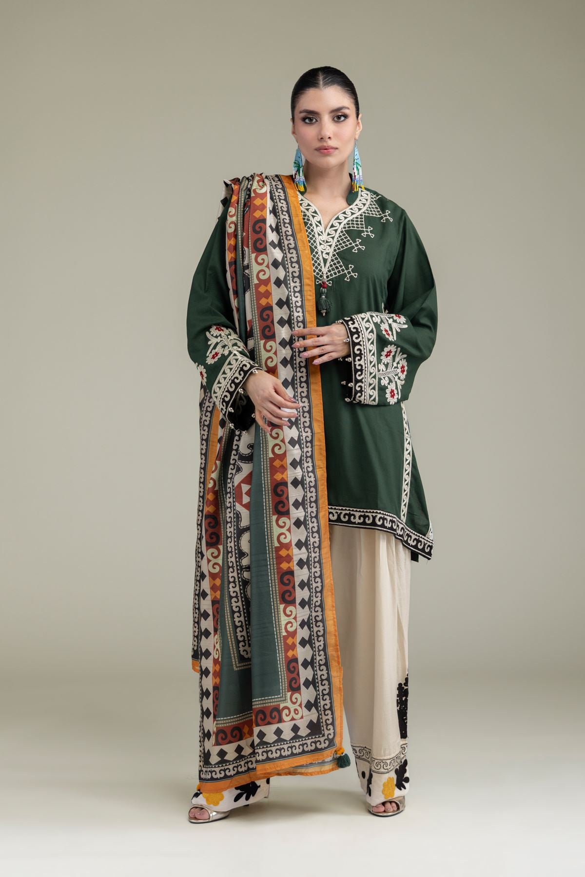 Embroidered Polyester Silk Silk Dupatta - 2-26-204-A-E1-VG