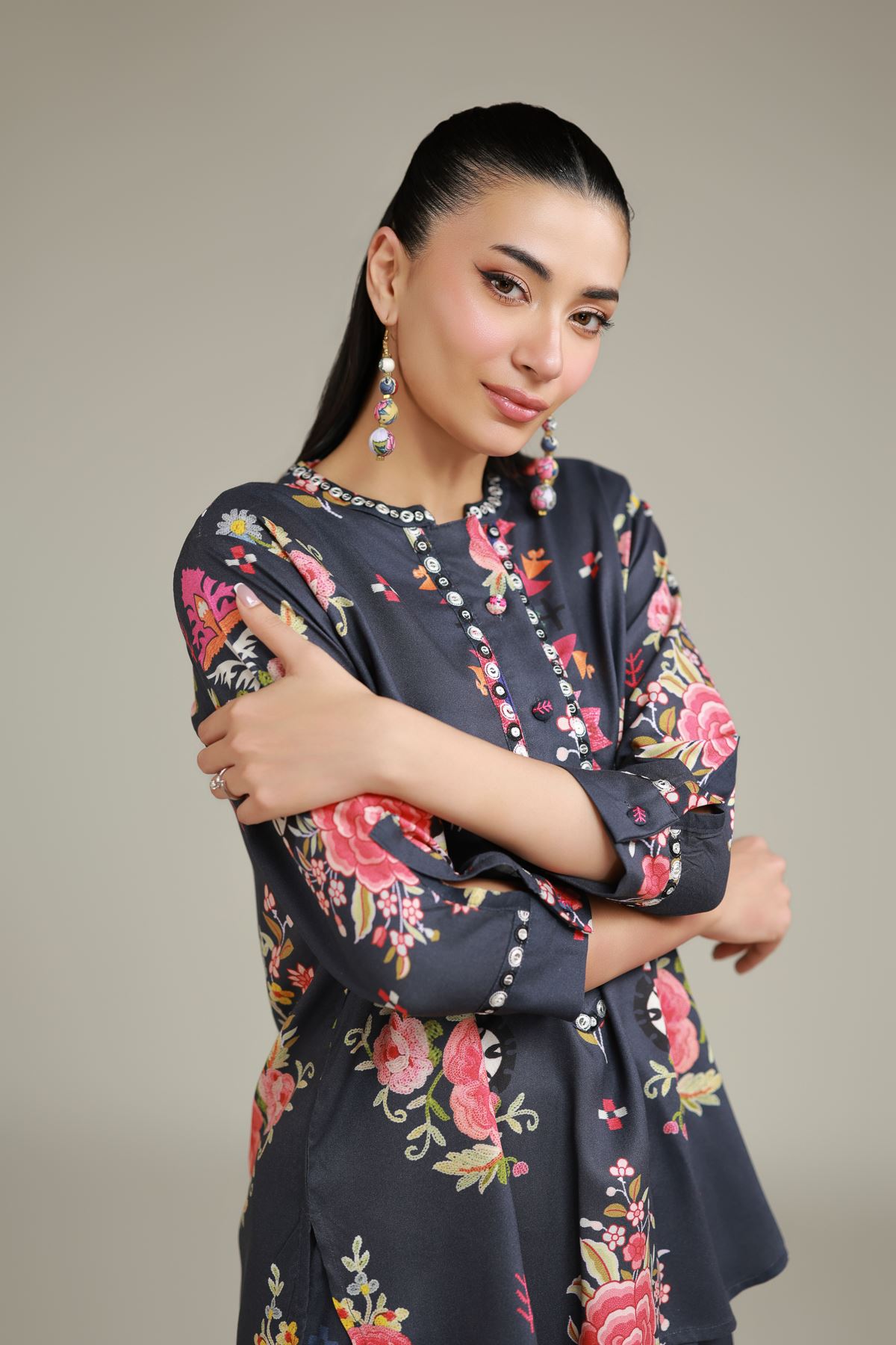 Embroidered Viscose Crepe Shirt - 2-26-202-A-D-VG