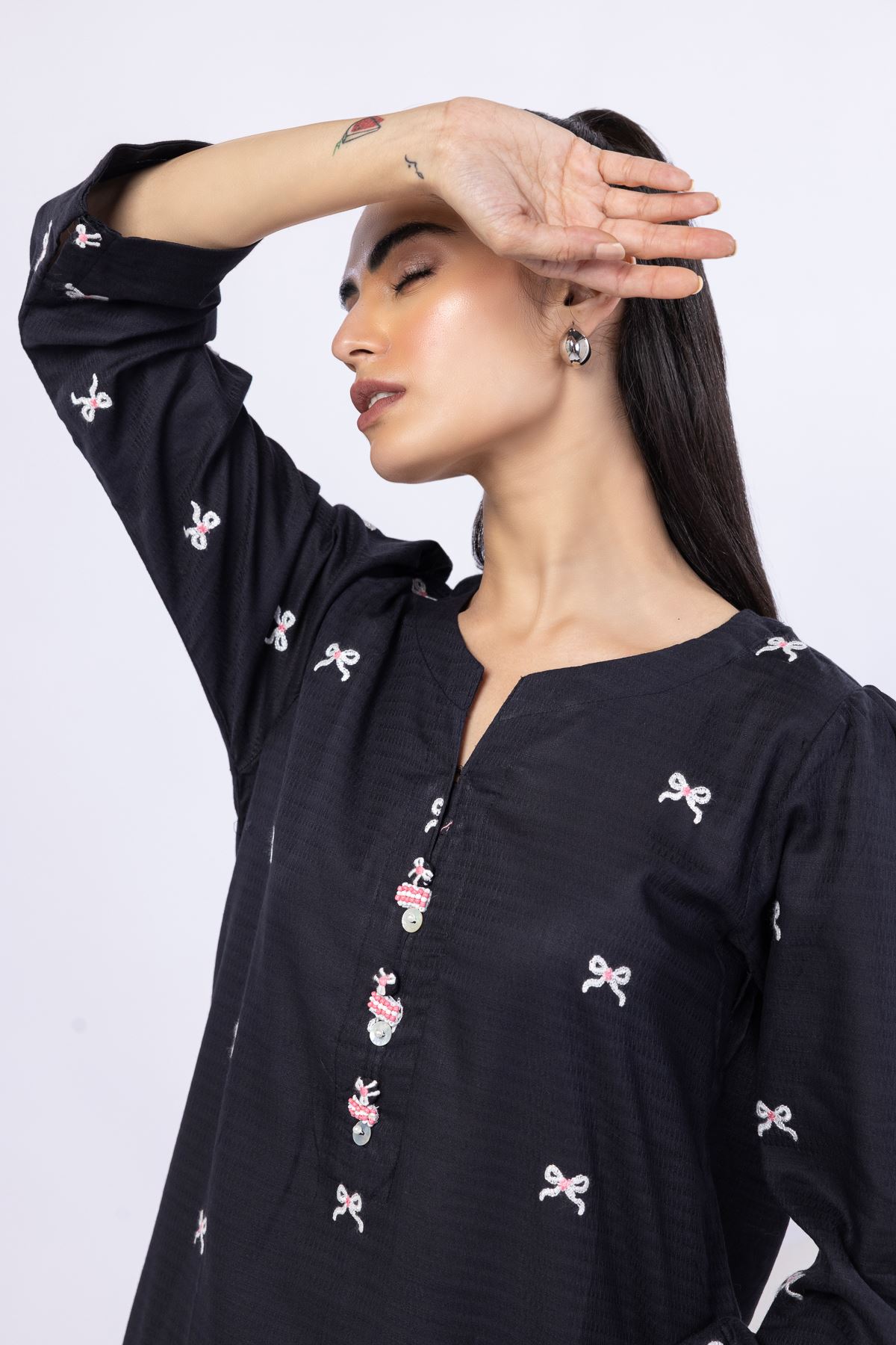 Embroidered Cotton Dobby Kurta - EST24183T-VG
