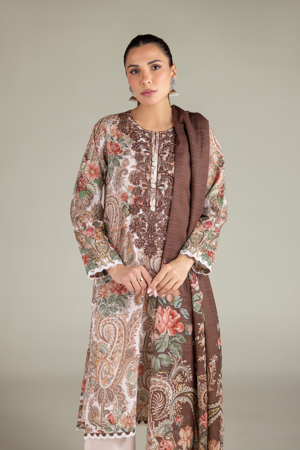 Embroidered Mesuri Fabrics 3 Piece - A22-26-123FF1-VG