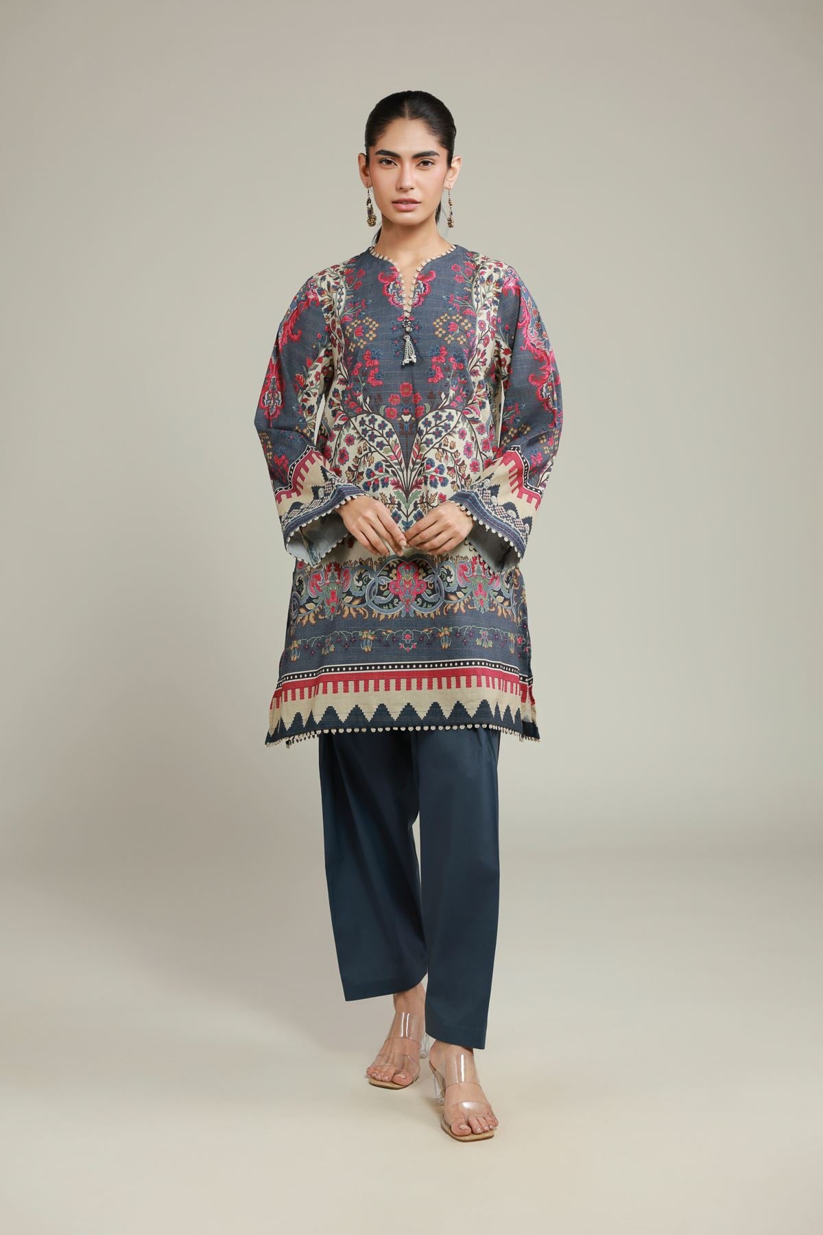 Embroidered Messuri Tailored 2 Piece | Top and Bottom - T-A113-26-110EA1-VG