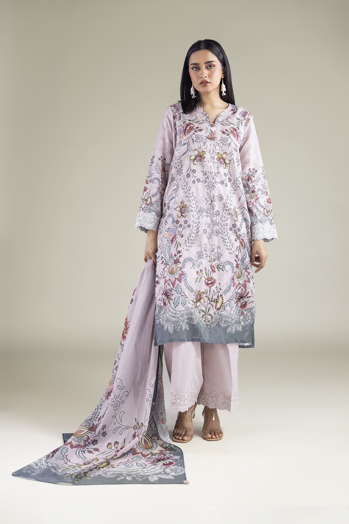 Embroidered Broshia Broshia 3-Piece Tailored - 8-26-303-A-C1-VG