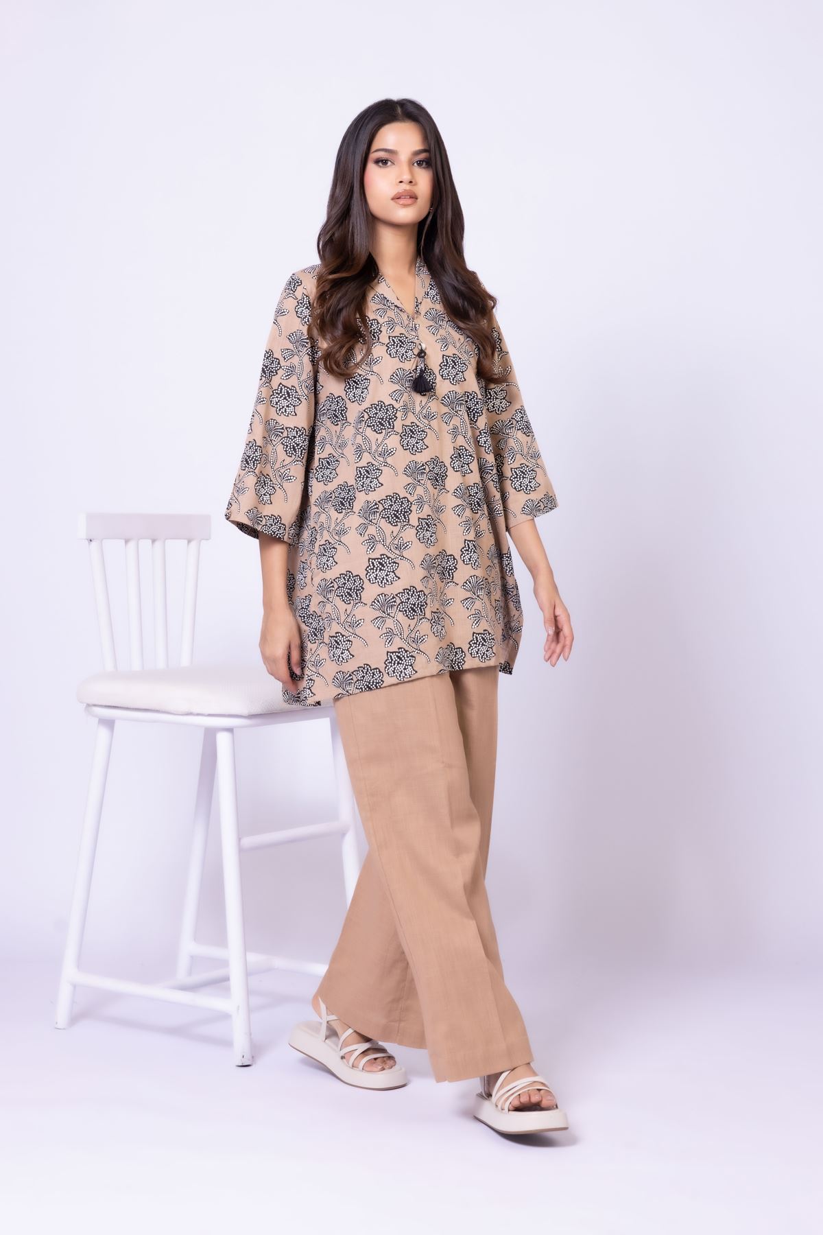Printed Heavy Textured Cotton Kurta - 25-10-12E10-09TB-VG