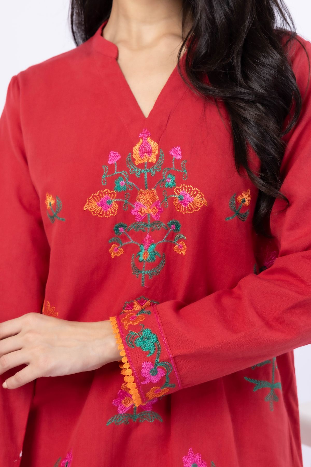 Embroidered Handwoven Cotton Kurta - 25-09-9S3-07TB-VG