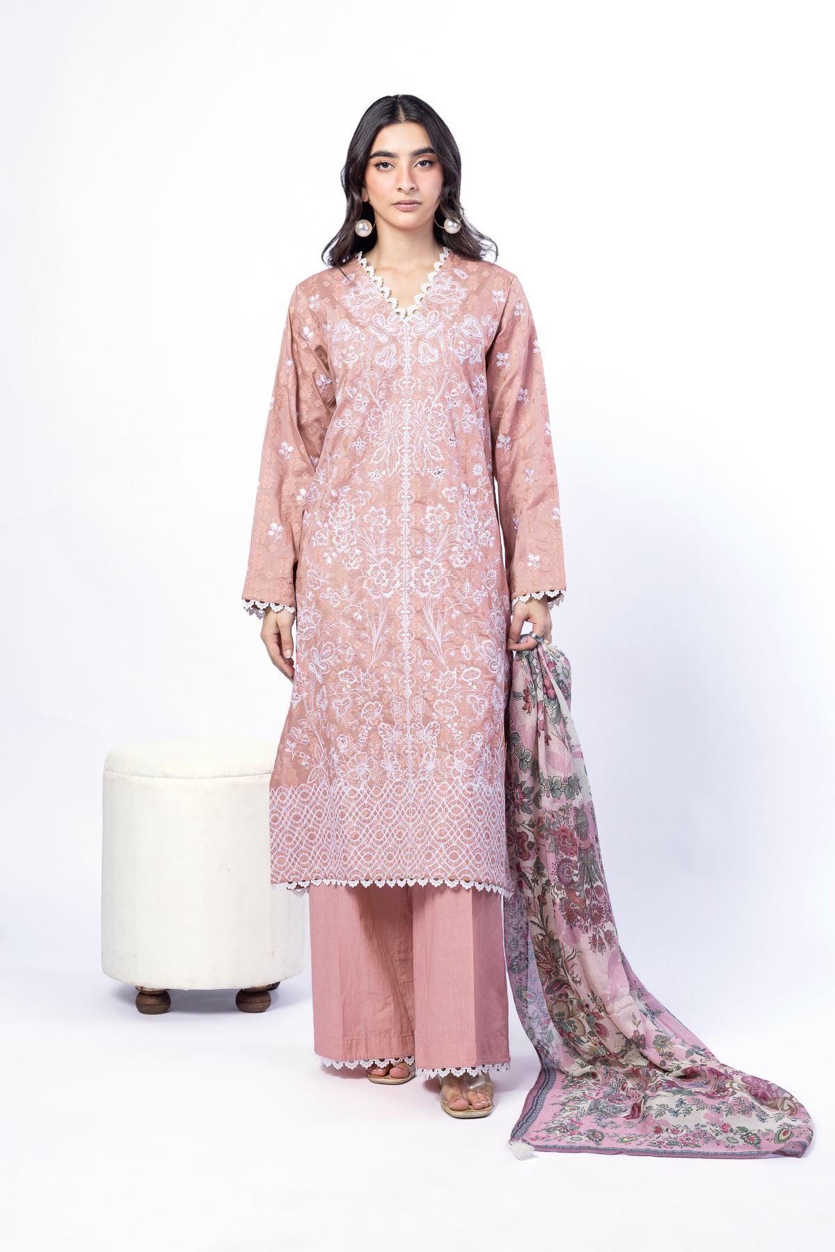 Embroidered Broshia Fabrics 3 Piece - A33-26-104FB1-VG