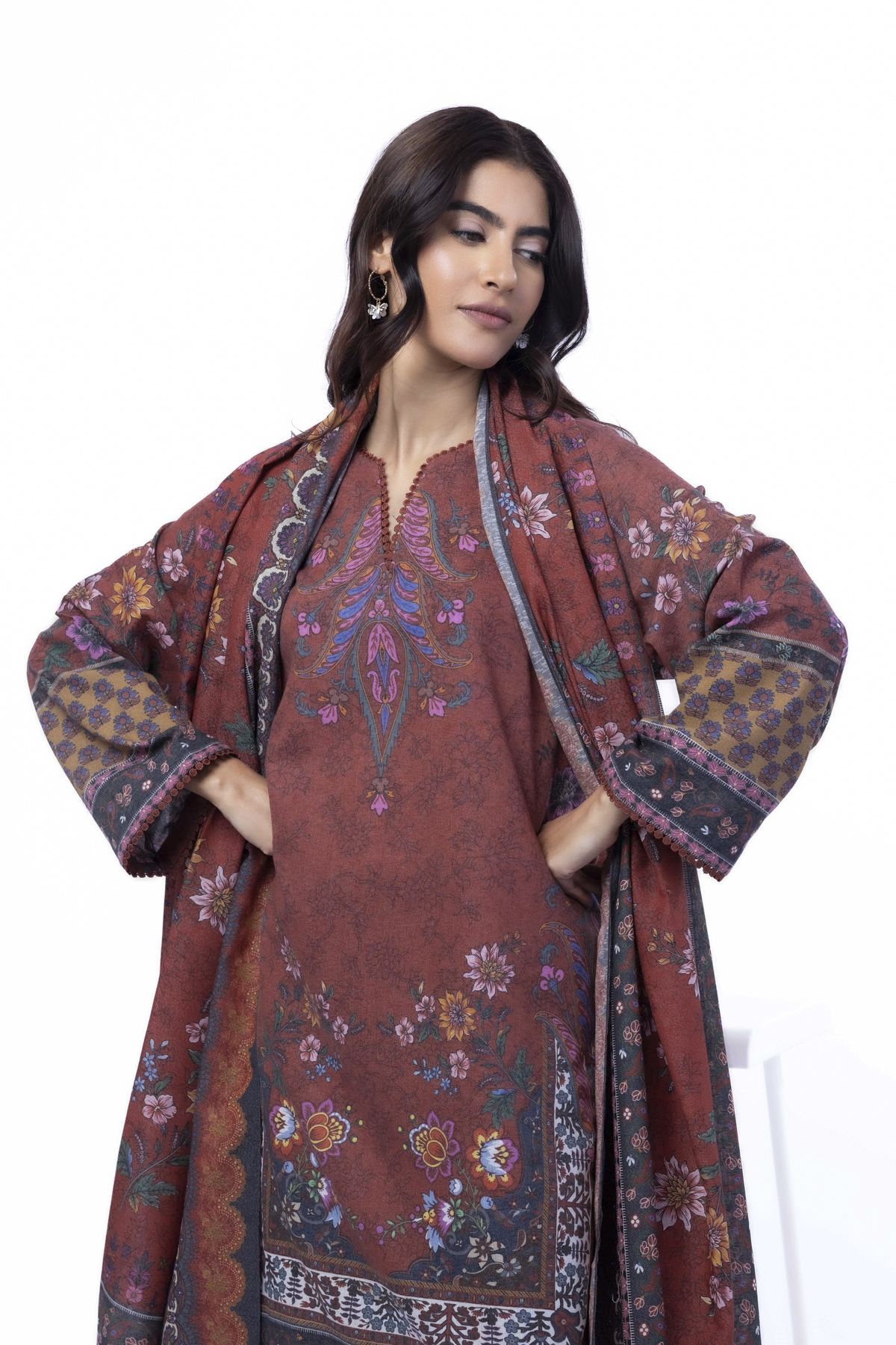 Printed Karandi Fabrics 3 Piece - KRN02A-VG