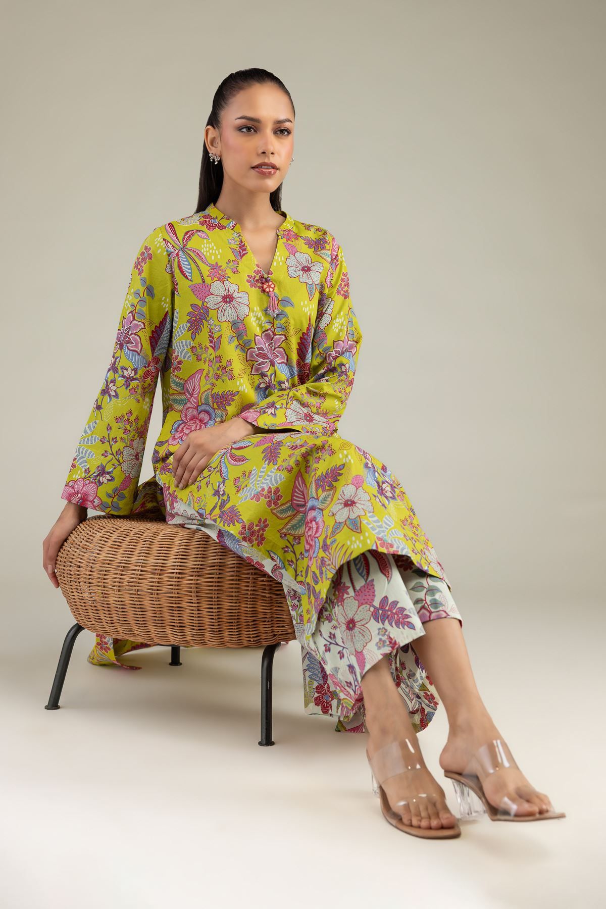 Printed Cambric Floral Cambric Kurta - 1-26-242-B-B1-VG