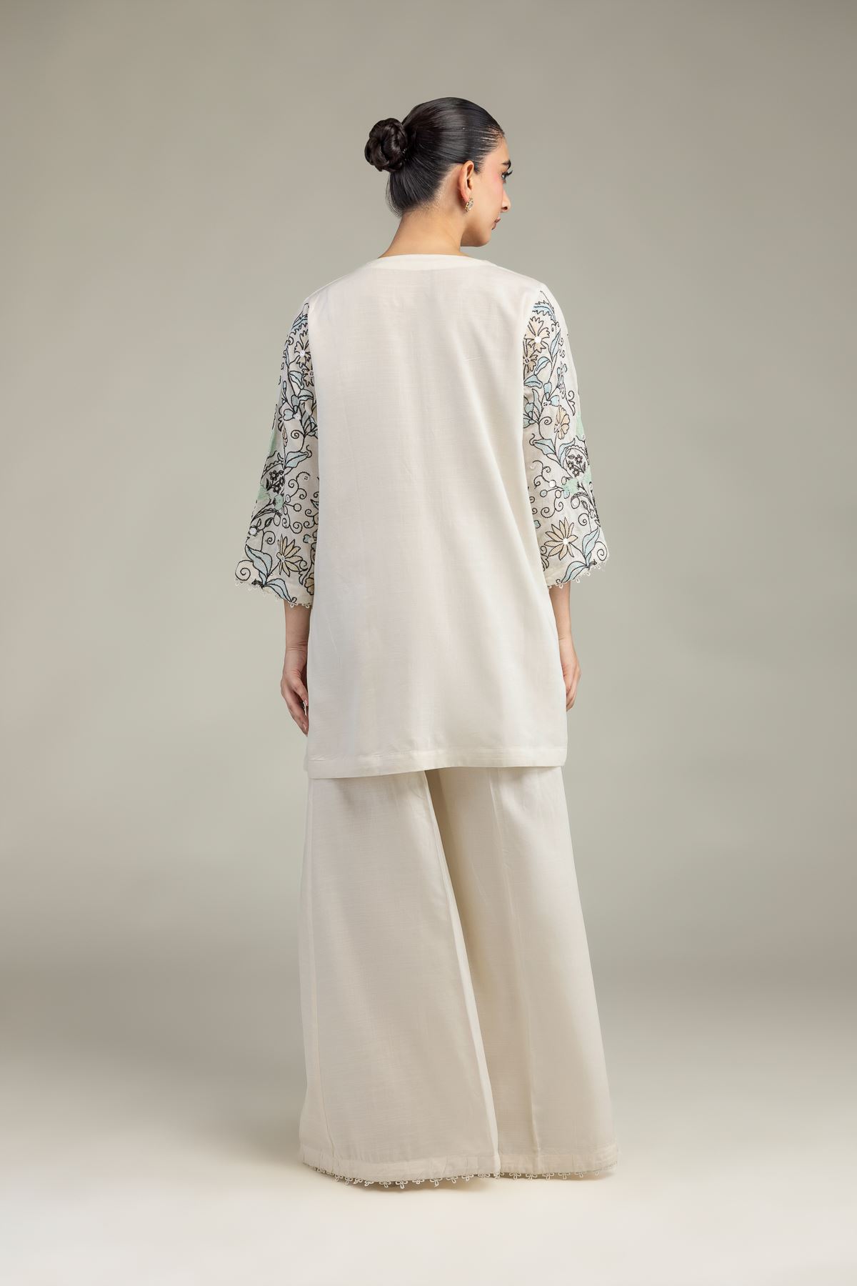 Embroidered Raw Silk Short Floral Kurta - 1-26-203-A-C1-VG