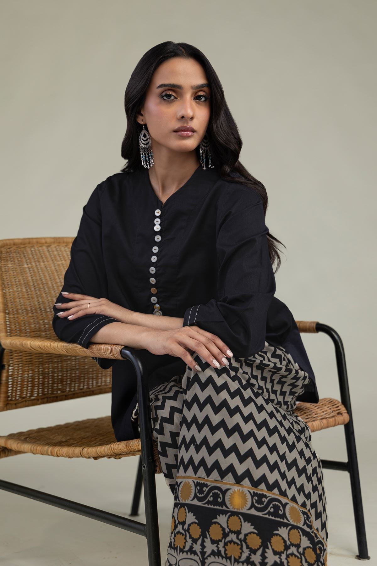 Printed Cambric Solid Cambric Kurta - 1-26-102-A-F-VG