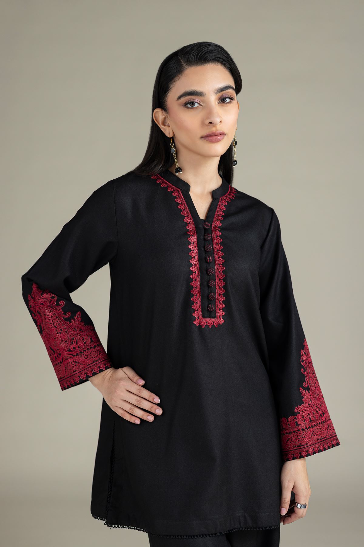 Embroidered Heavy Blended Viscose Kurta - 25-08-12E8-04TA-VG