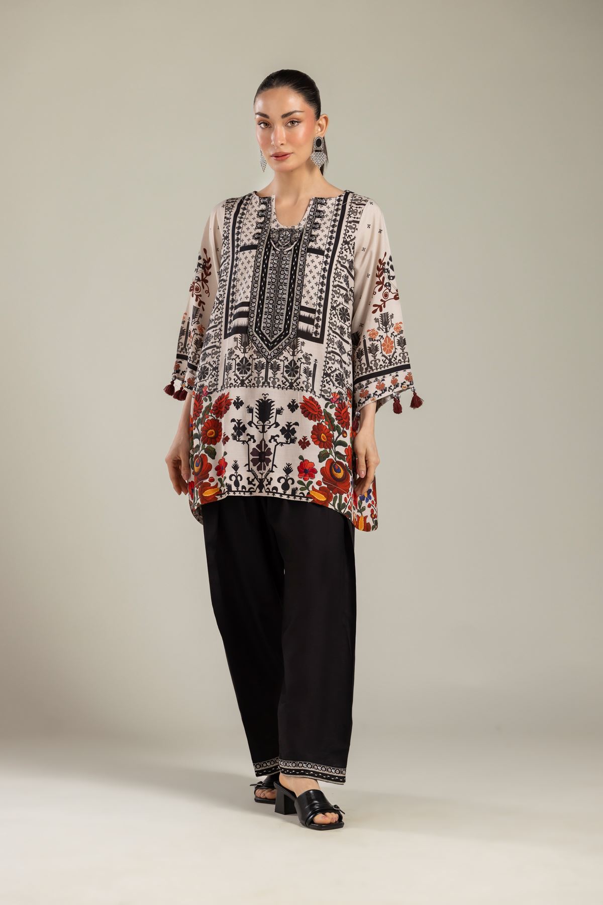Embroidered Raw Silk Solid Black Shalwar - 2-26-202-A-G-VG