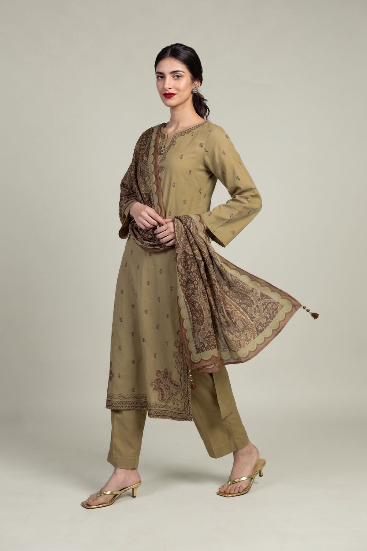 Embroidered Polyester Silk Polyester Silk Dupatta - 1-26-309-B-D1-VG