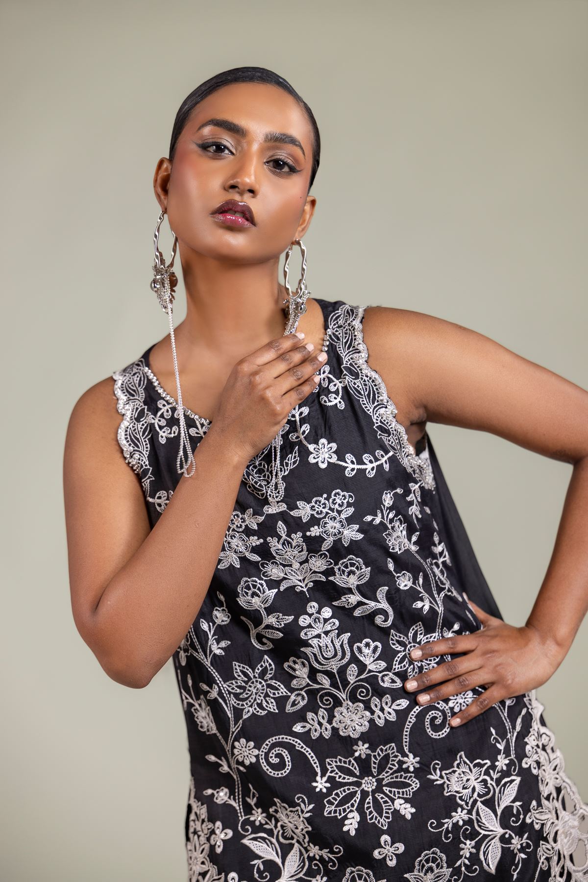Raw Silk Black Co-ord Set - 1-26-140-A-H-VG