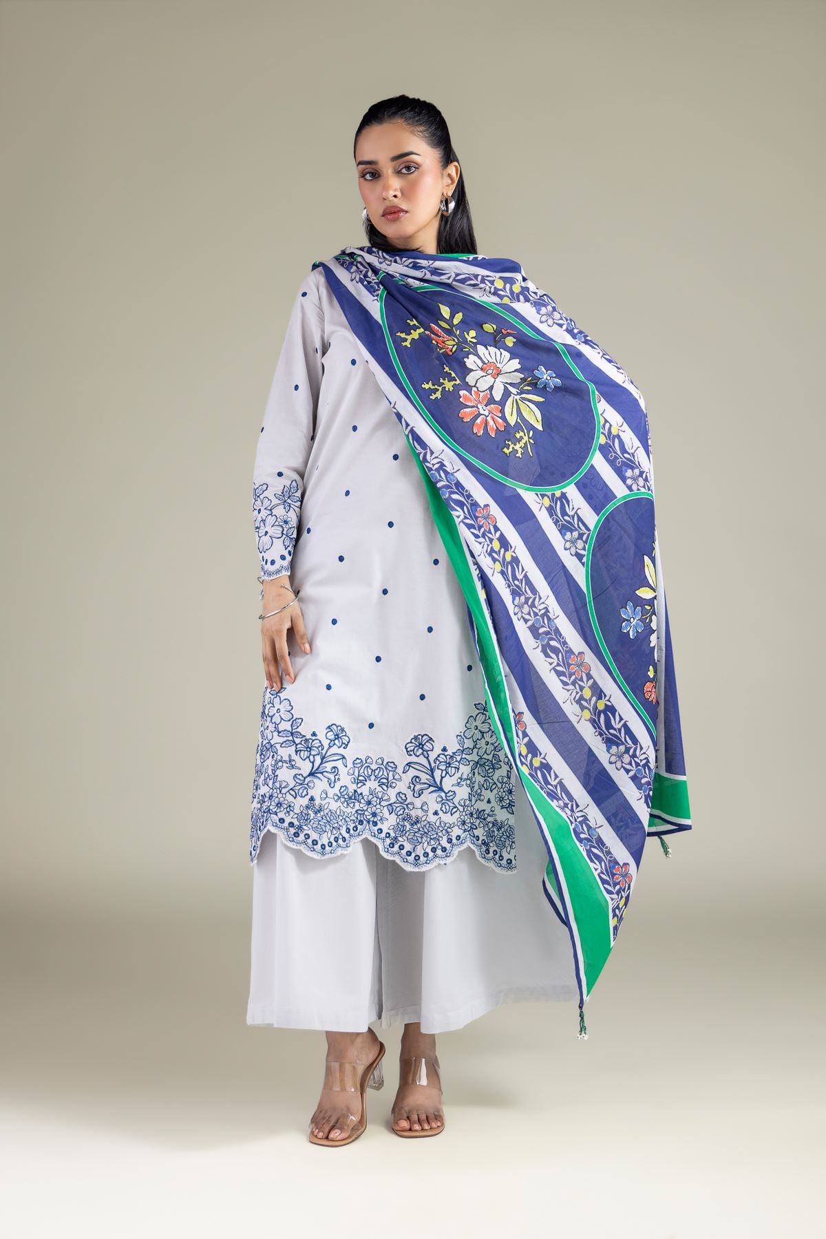 Embroidered Lawn Spring Lawn Dupatta - 1-26-140-C-C-VG