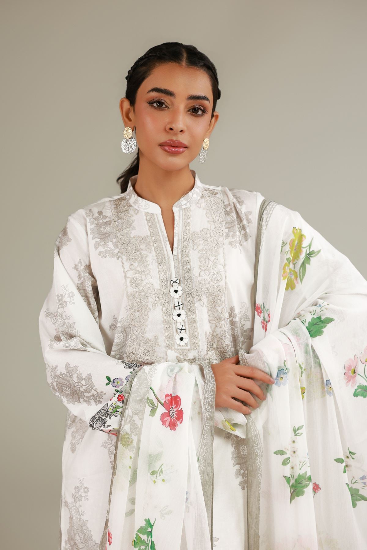 Embroidered Cambric Tailored 3-Piece Dress - T-A33-26-112FC1-VG
