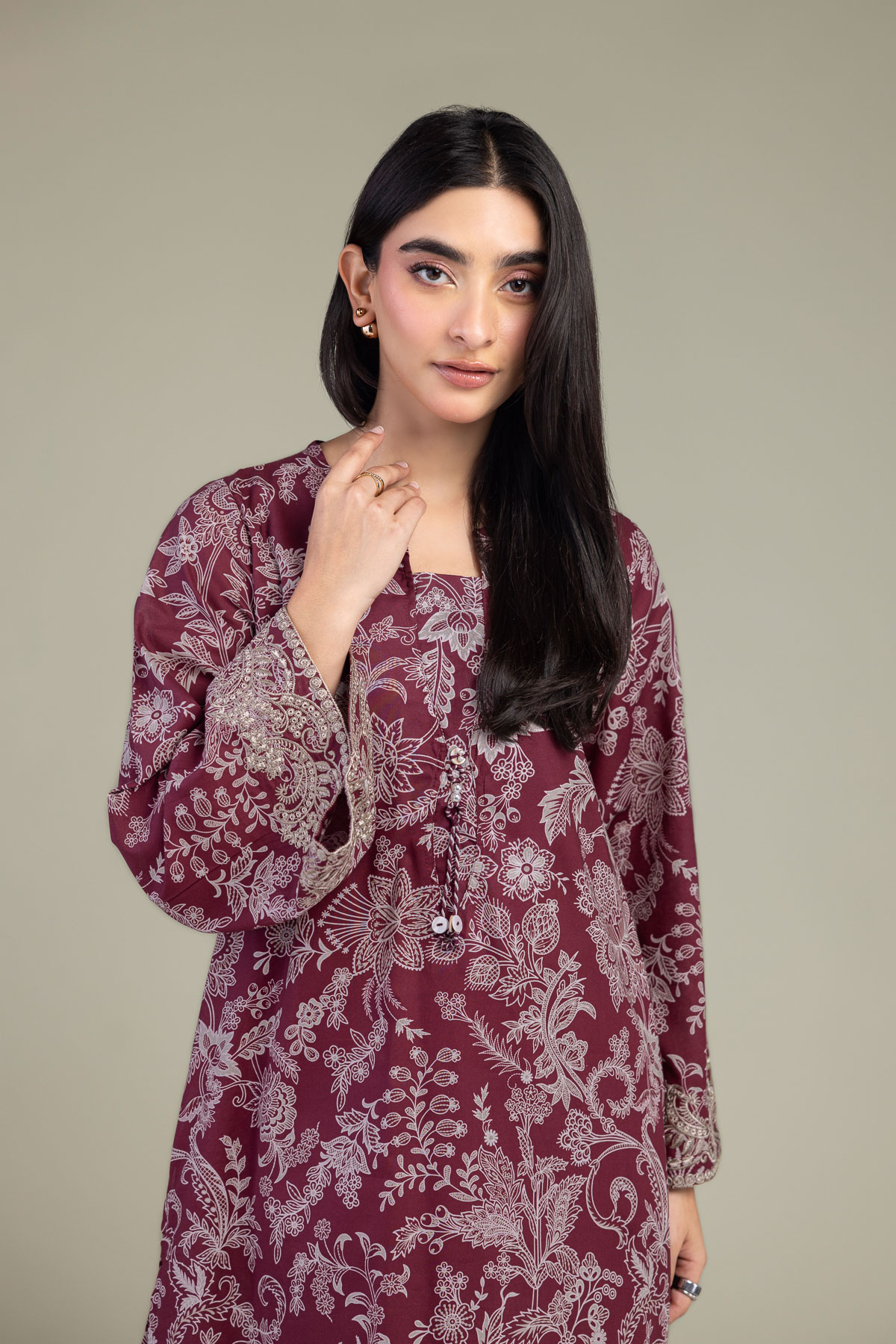 Embroidered Cambric Floral Cambric Kurta - 1-26-309-B-D1-VG