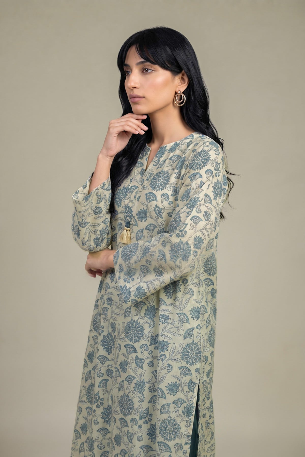 Printed Light Khaddar Floral Printed Kurta - 2-26-202-A-D-VG