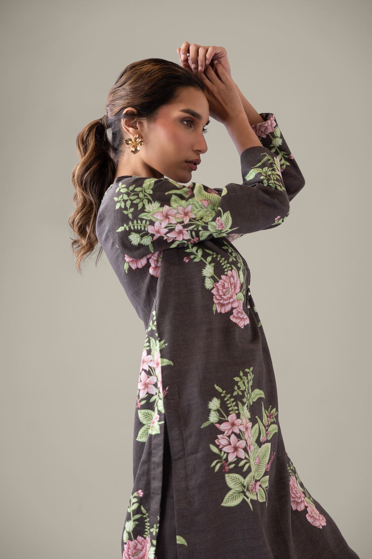 Printed Khaddar Kurta - 25-09-12E2-02TA-VG