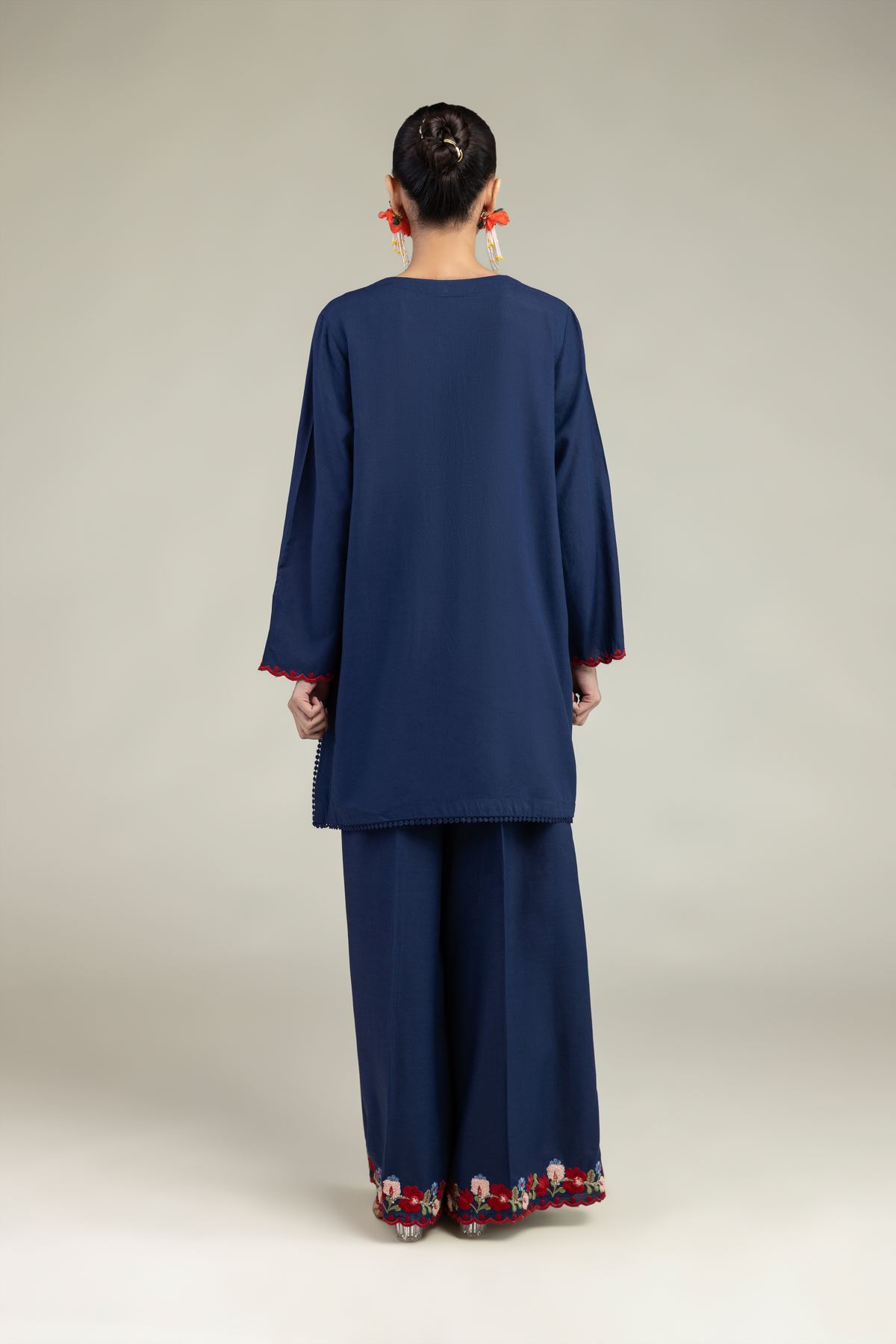 Embroidered Raw Silk Silk Navy Kurta - 1-26-245-A-J1-VG