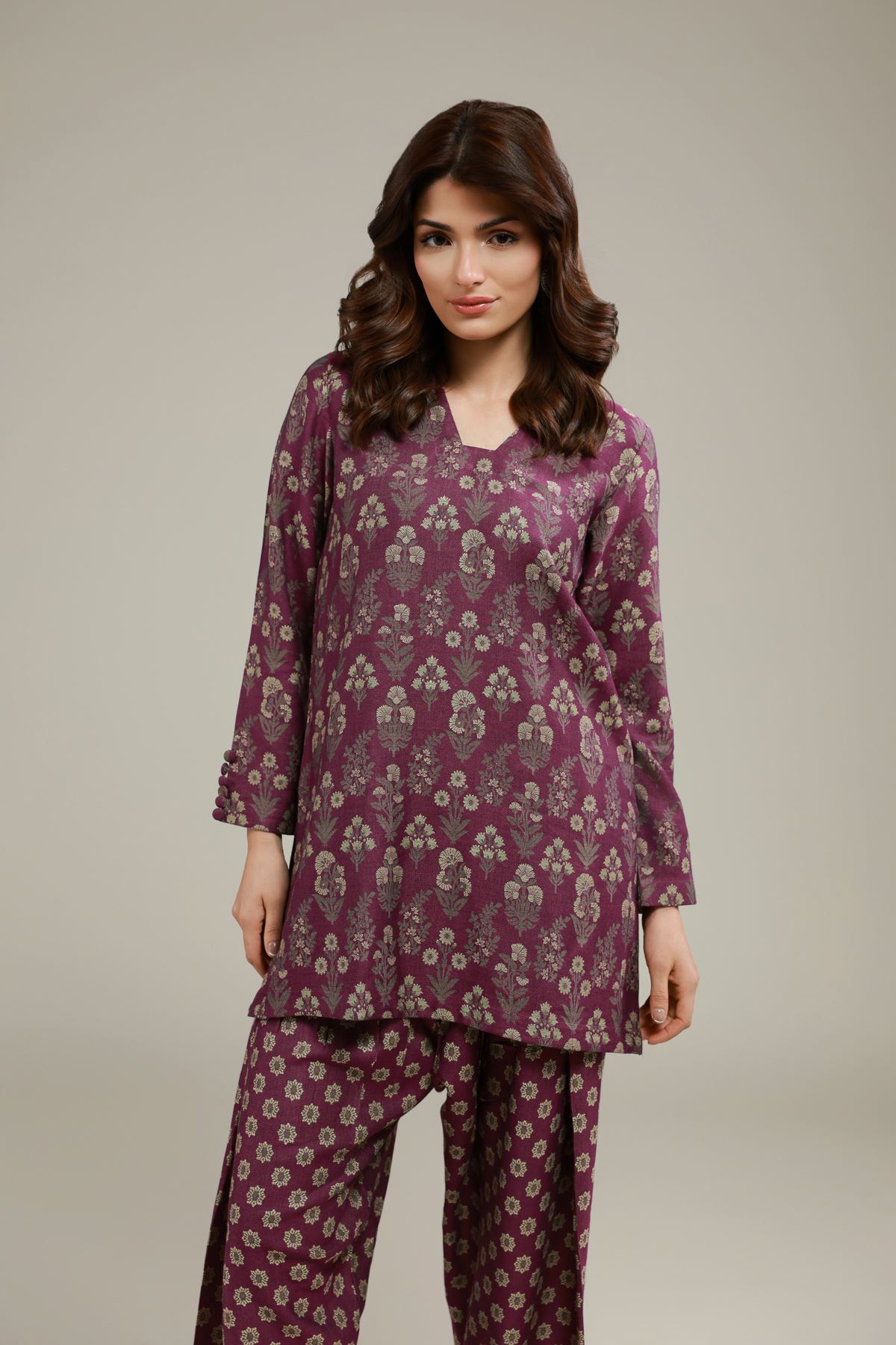 Dyed Jacquard Kurta - 6-26-106-A-H-VG