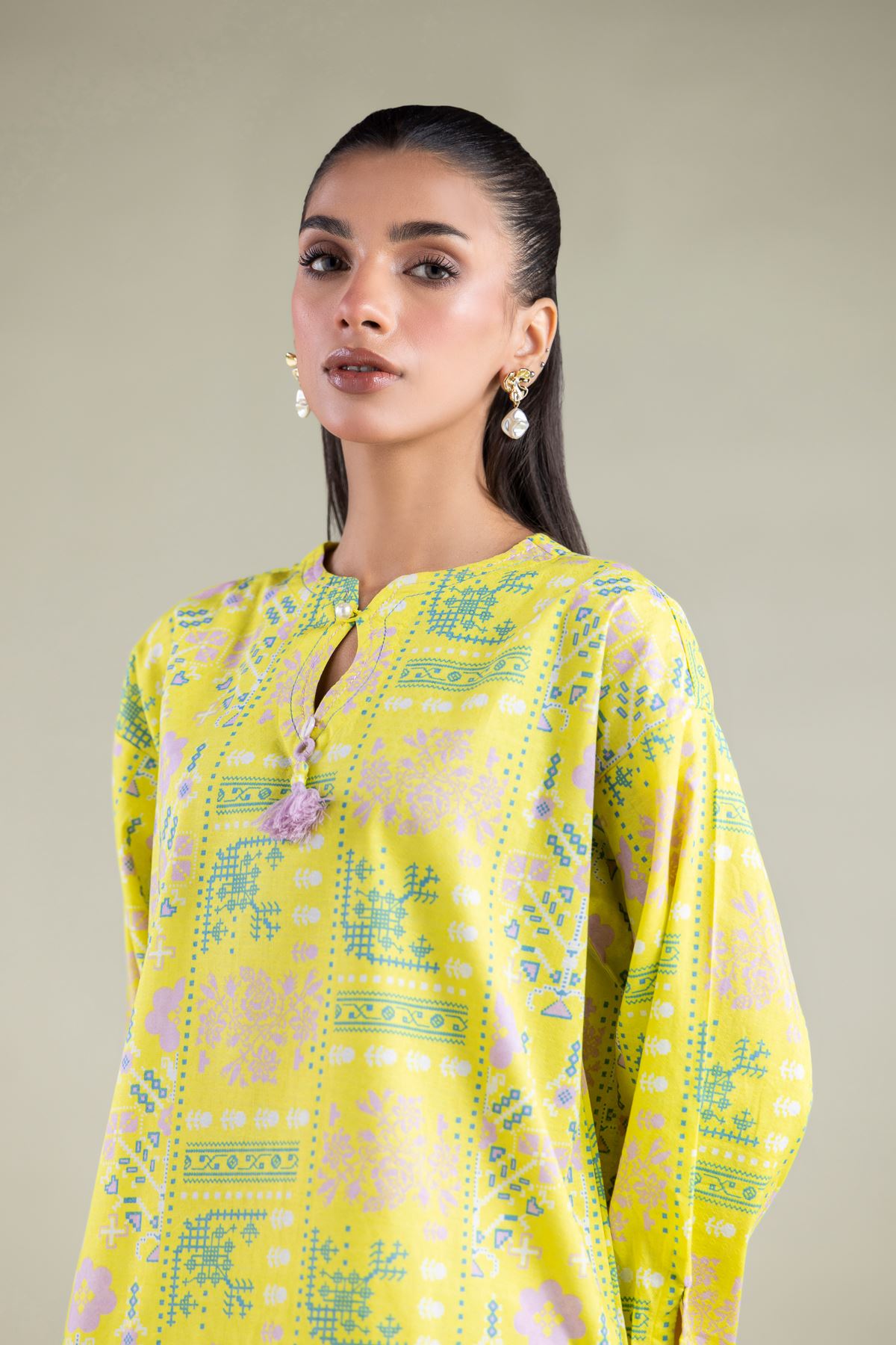 Printed Cotton Dobby Kurta - 25-00-X2-08TB-VG