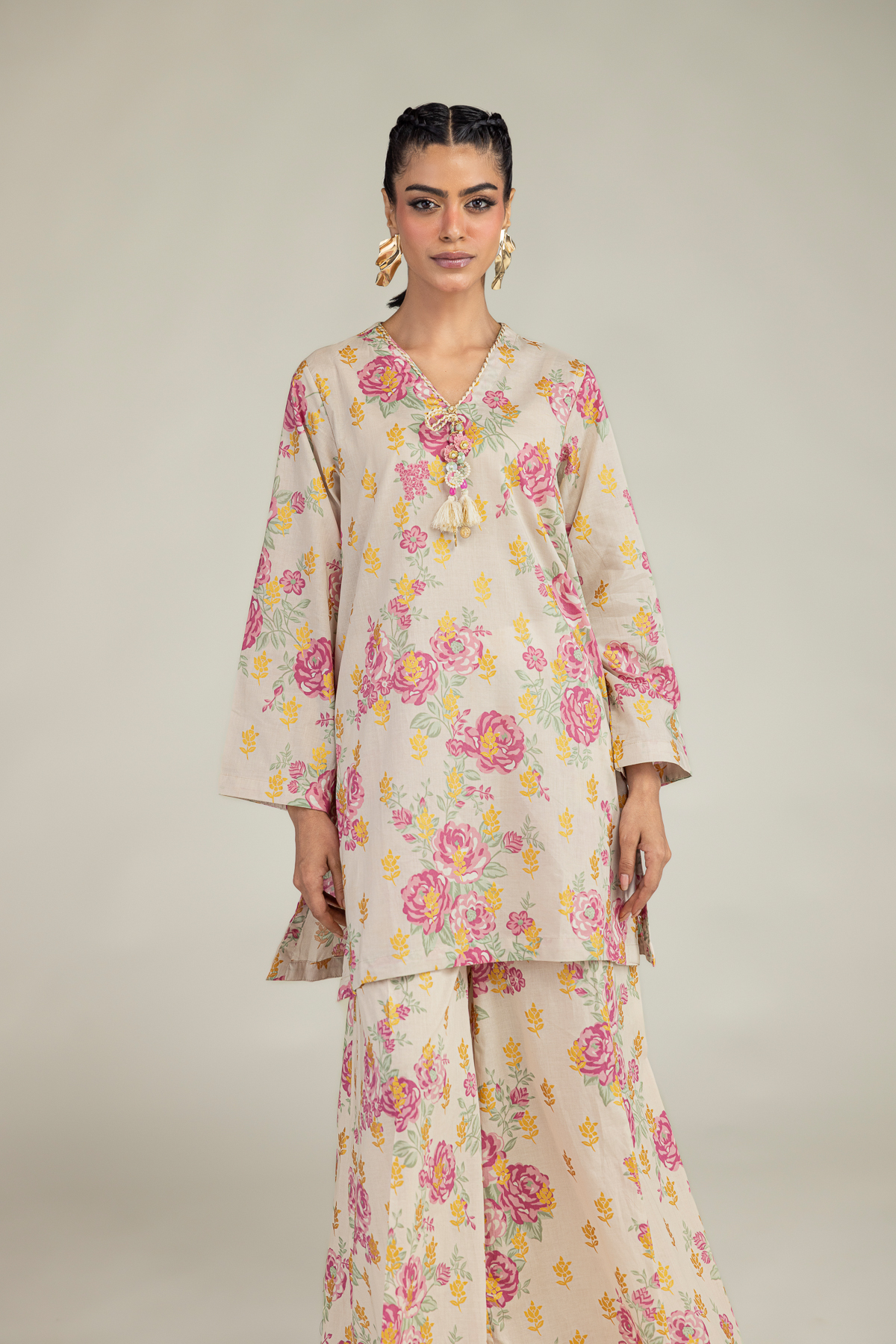 Printed Cambric Floral Cambric Kurta - 1-26-236-A-I2-VG