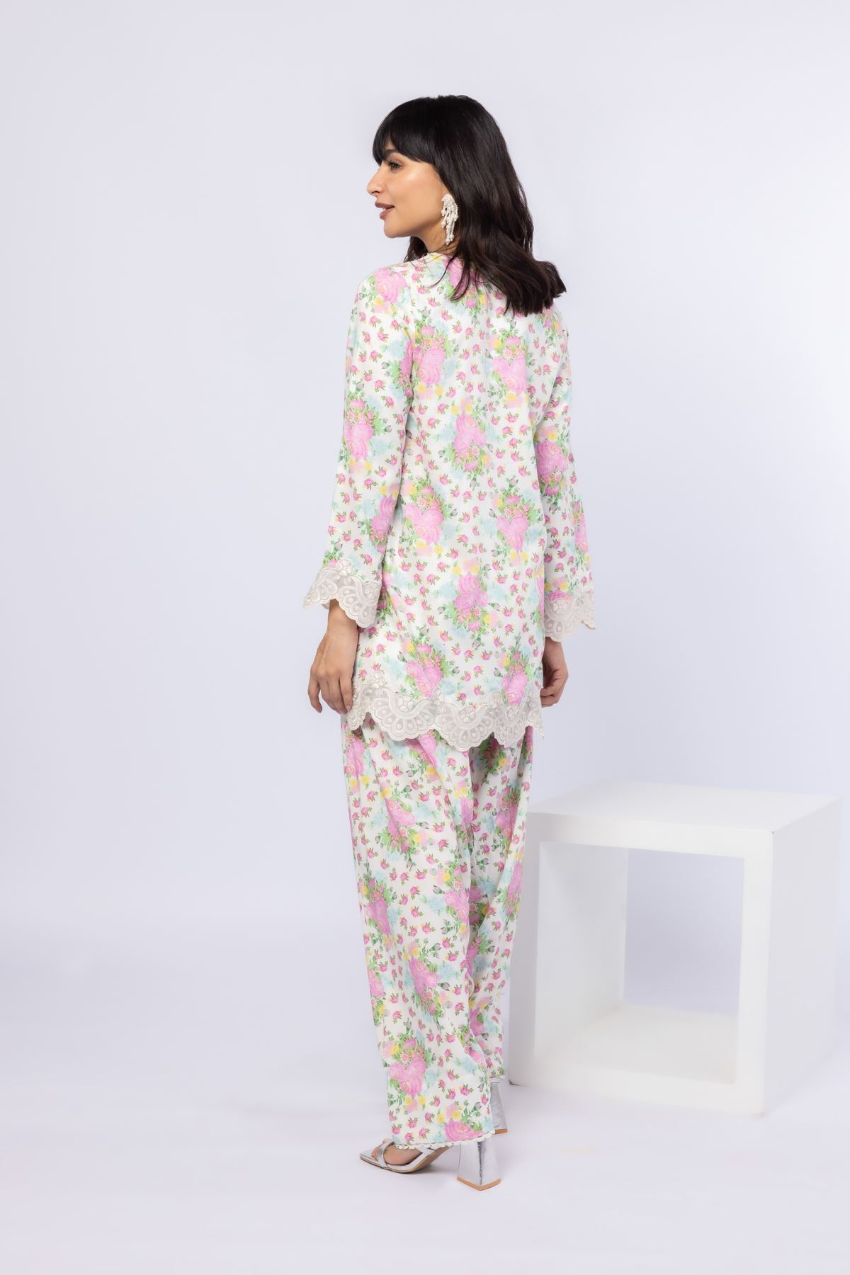 Embroidered Crosshatch Raw Silk Kurta - 25-05S23-08TA-VG