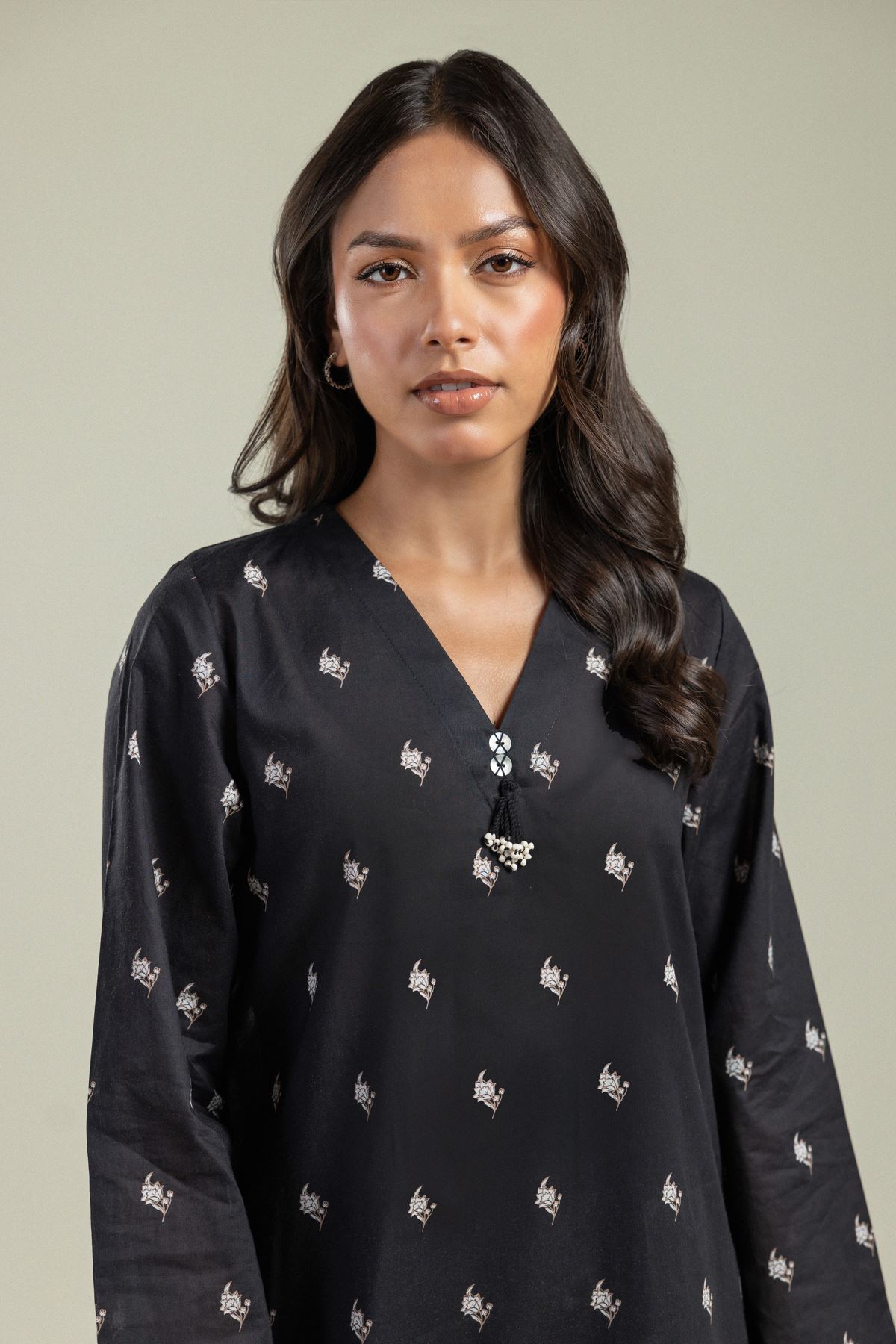 Printed Cambric Kurta - 25-09-9S3-07TB-VG