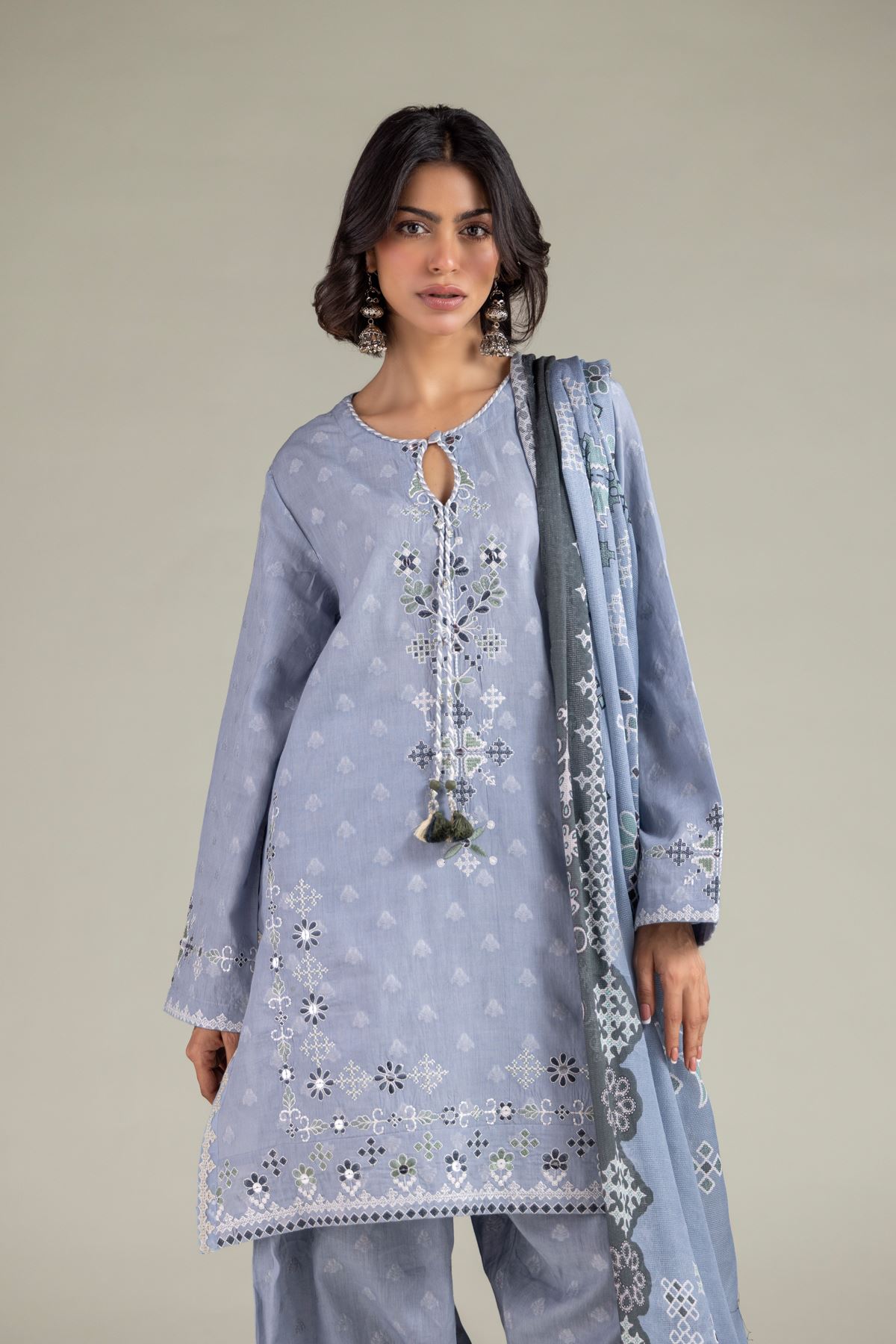 Embroidered Broshia Fabrics 3 Piece - A22-26-201FC1-VG
