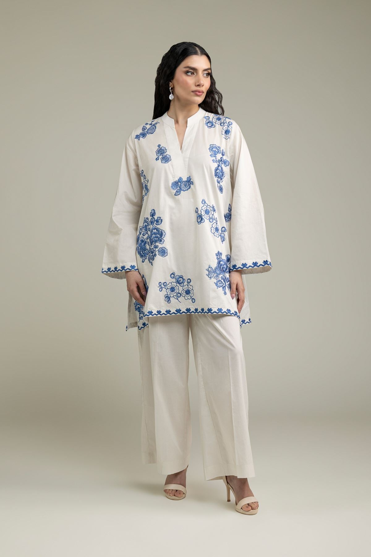Embroidered Cambric Solid Cambric Pants - 1-26-231-A-D1-VG